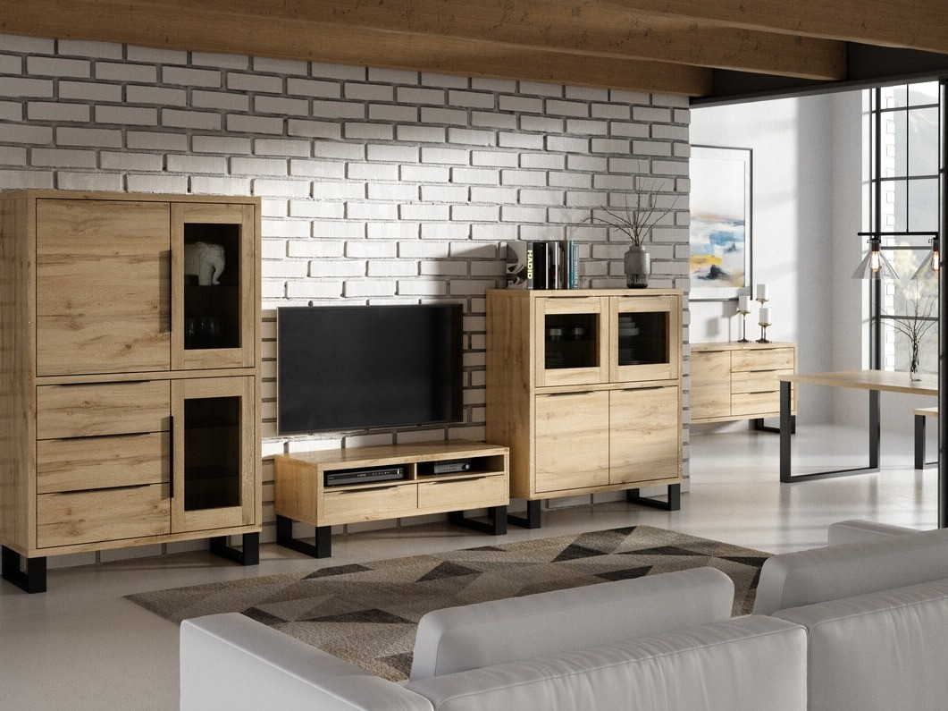 Bookcase Avicavu 104 (Wotan Oak + Black)