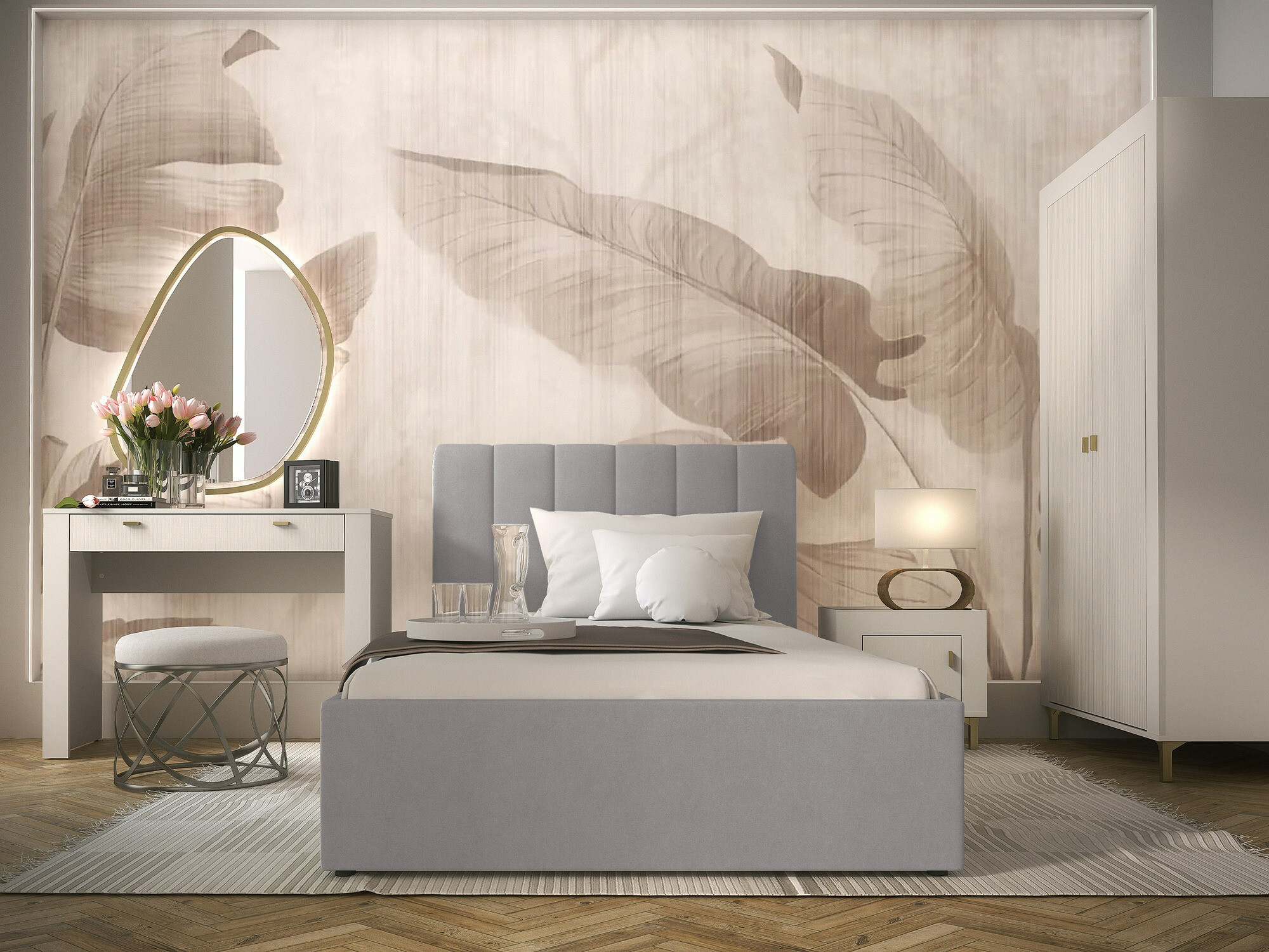 Bedroom set Mormavu 112 (Cashmere + Grey)