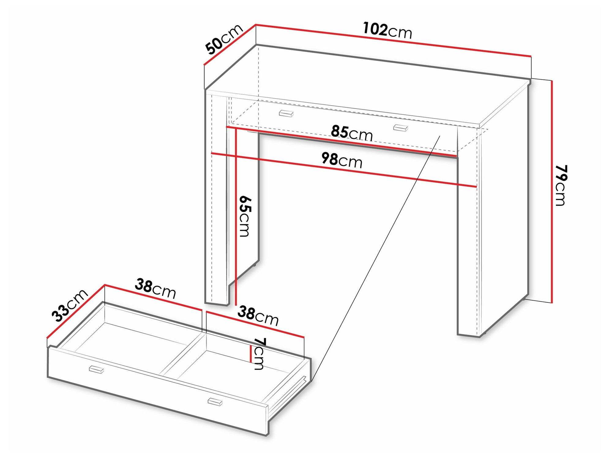 Dressing table Mormavu 108 (Matte black)