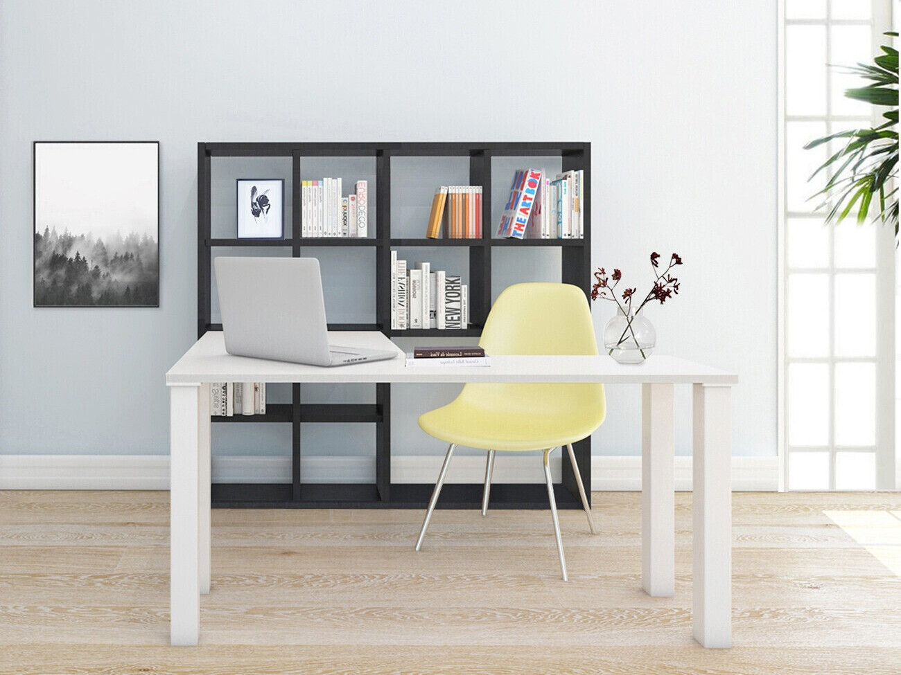 Γωνιακό γραφείο Denton 186 (Άσπρο + Σκυρόδεμα)