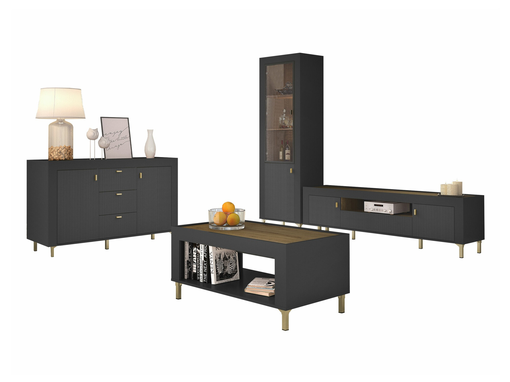 Living room set Mormavu 114 (Matte black)
