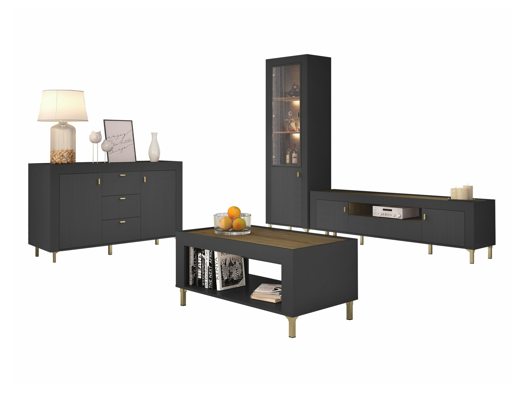 Living room set Mormavu 114 (Matte black)