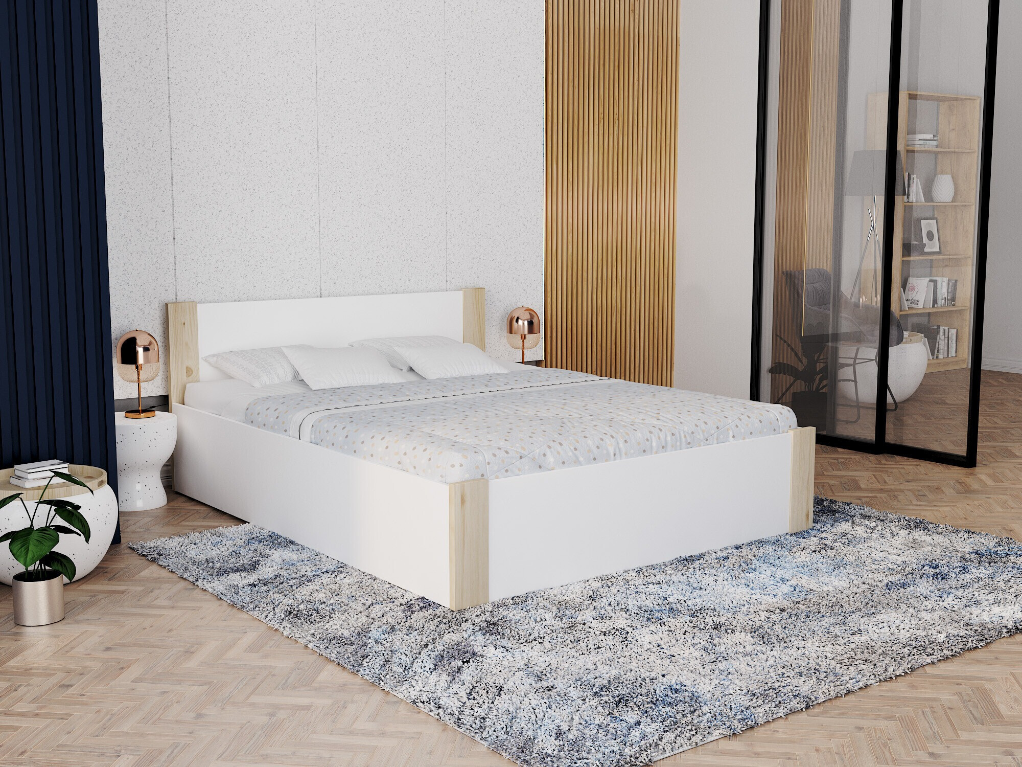 Bed Aurora 154 (White + Pine)