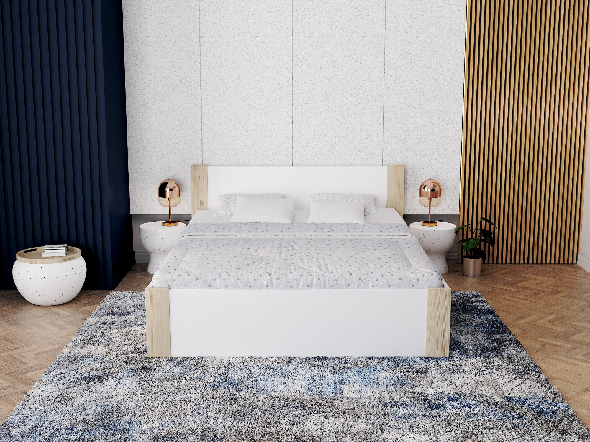 Bed Aurora 154 (White + Pine)