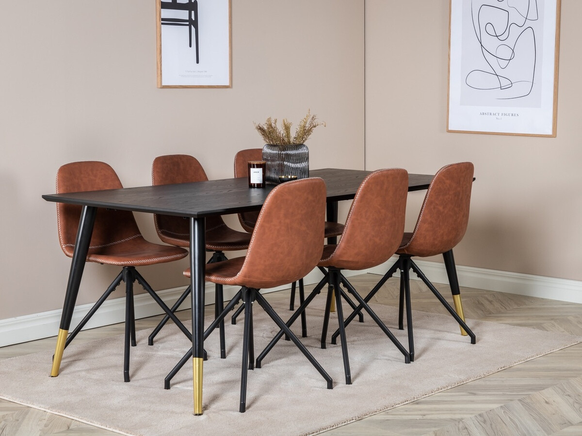 Dining set Dallas 2578 (Black + Brass)