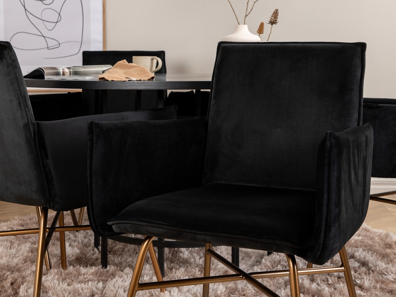 Dining set Dallas 2391 (Black + Brass)