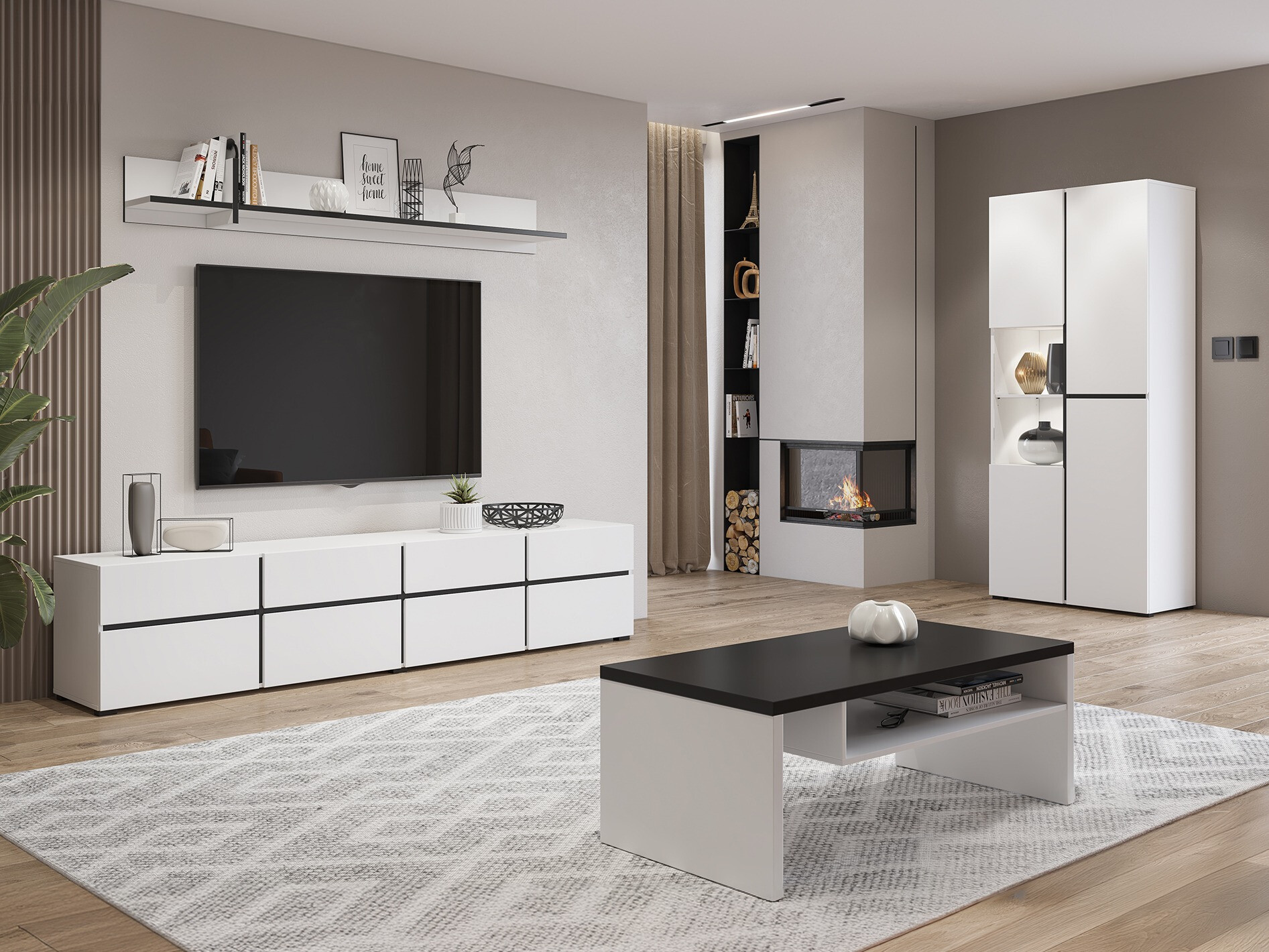 Σετ επίπλων σαλονιού Alfere 117 (Άσπρο)