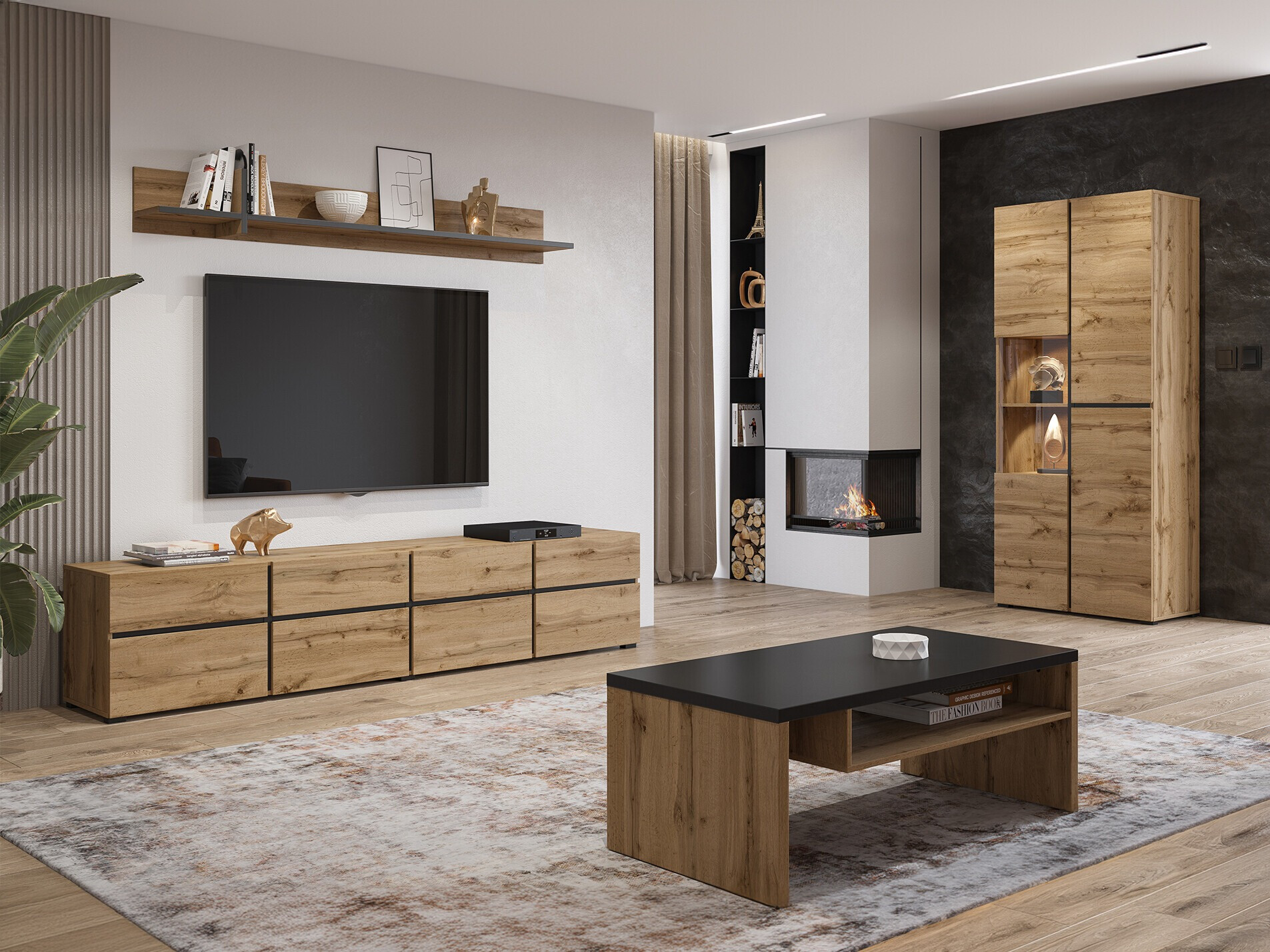 Σετ επίπλων σαλονιού Alfere 117 (Δρυς wotan)