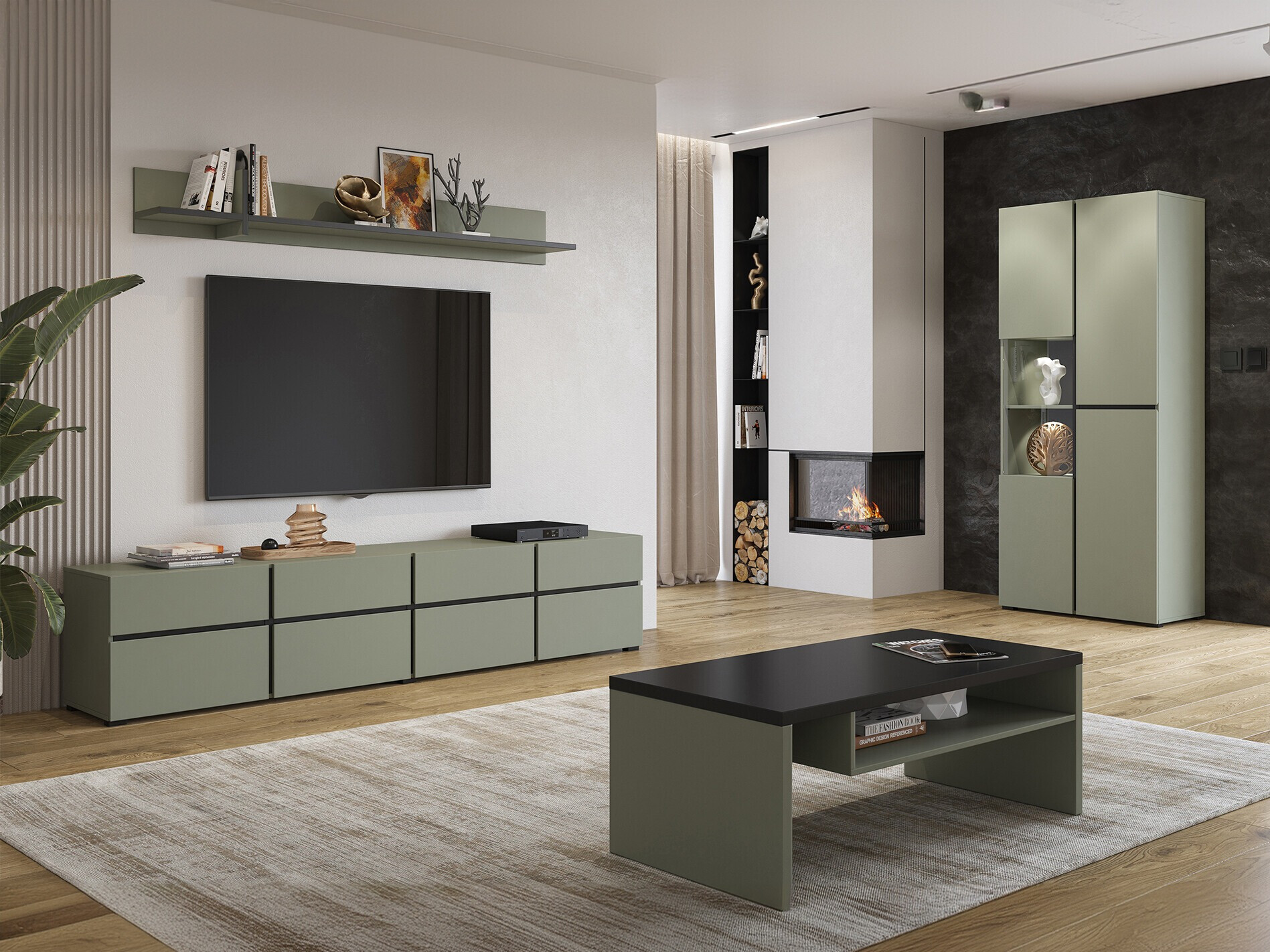 Σετ επίπλων σαλονιού Alfere 117 (Πράσινο)