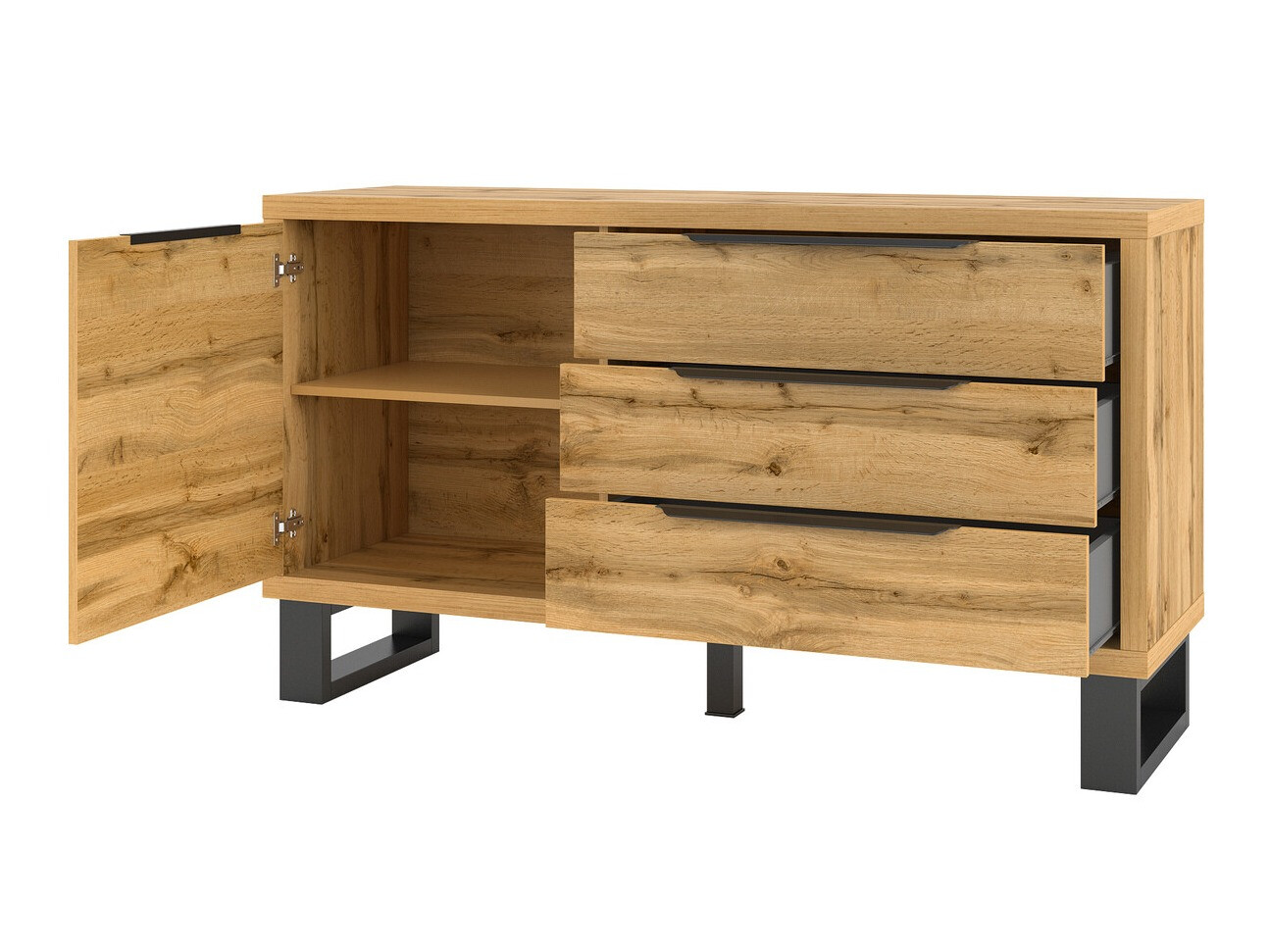 Chest of drawers Avicavu 109 (Wotan Oak + Black)