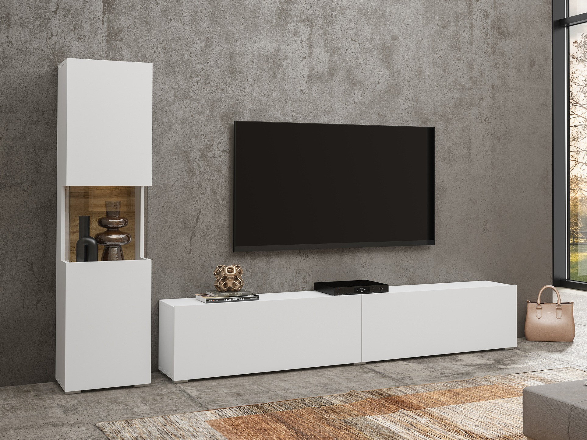 Bookcase Revmiru 100 (White + Wotan Oak)