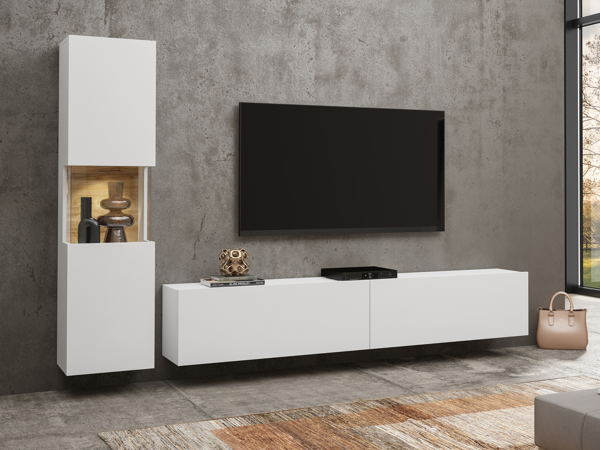 Bookcase Revmiru 100 (White + Wotan Oak)