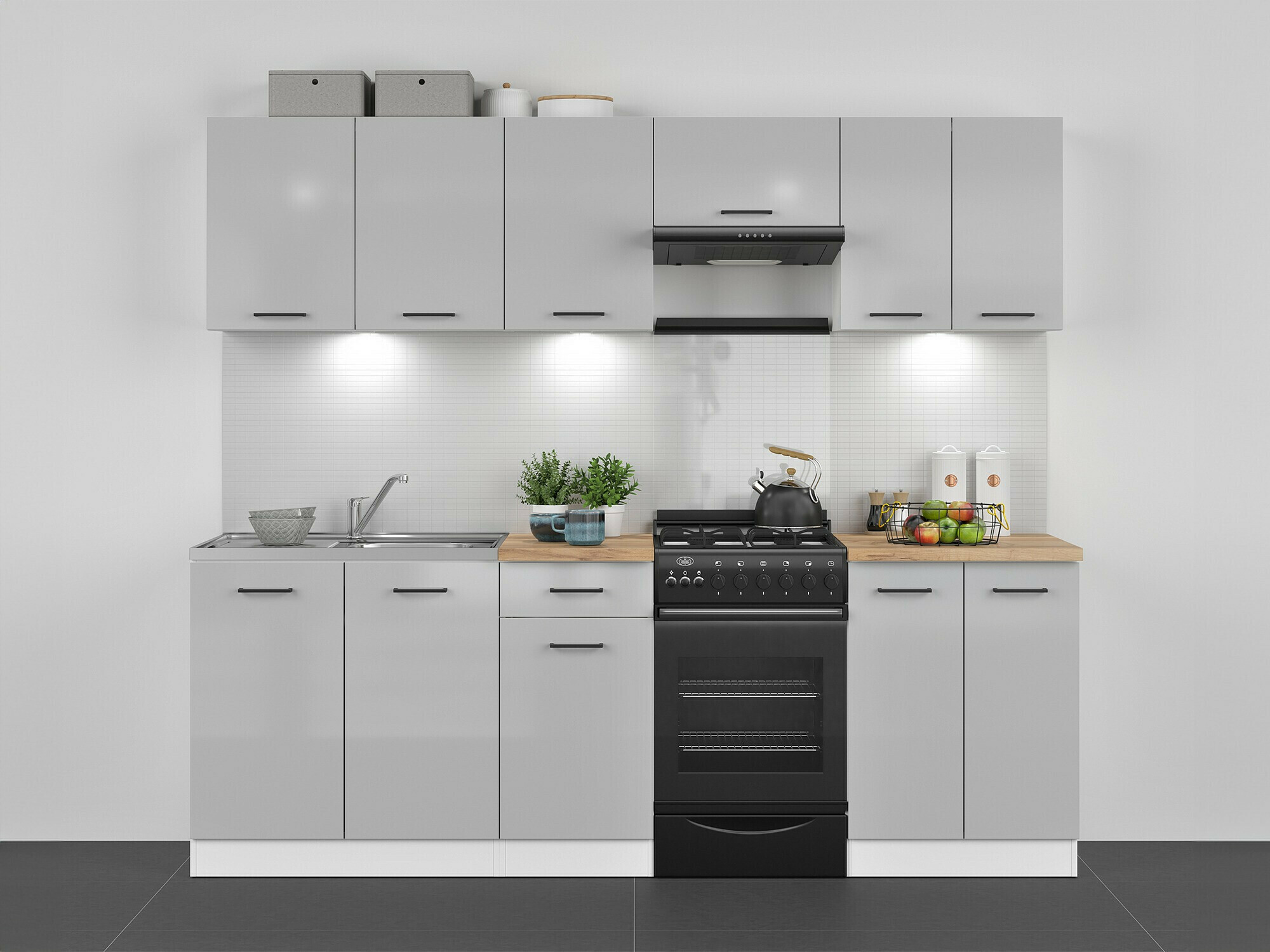 Modular cabinet with doors Line Grey 114