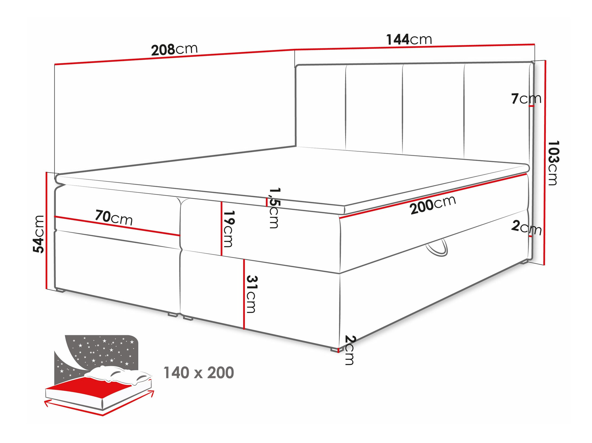 Κρεβάτι continental Oppidum (Manila 02)