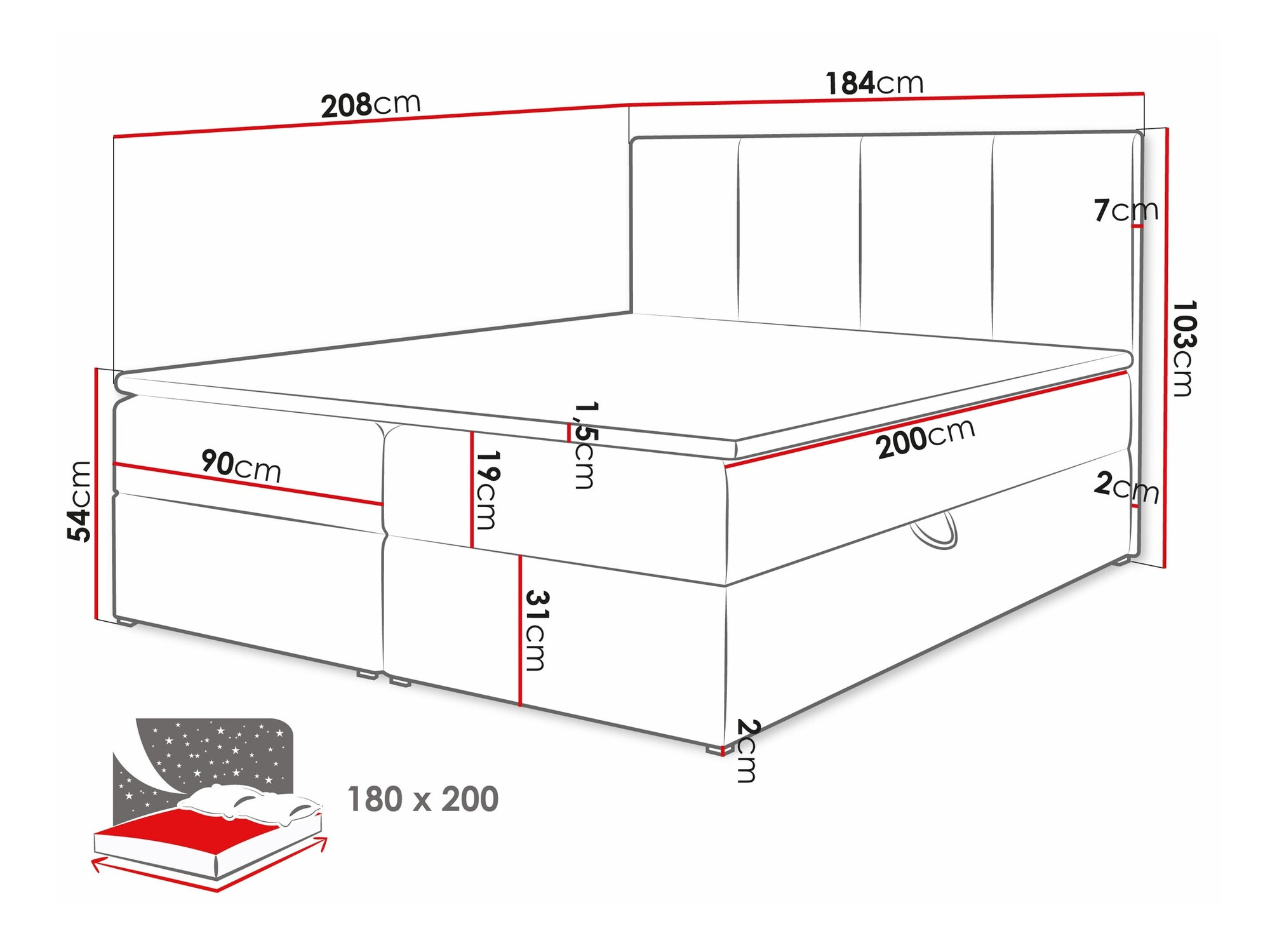Κρεβάτι continental Oppidum (Manila 16)