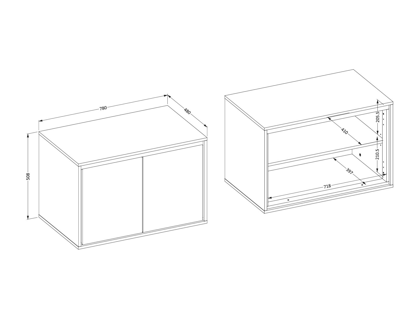 Επιτοίχιο ντουλάπι μπάνιου με υποδοχή νιπτήρα Tecavu 103 (Γυαλιστερό λευκό + Άσπρο)
