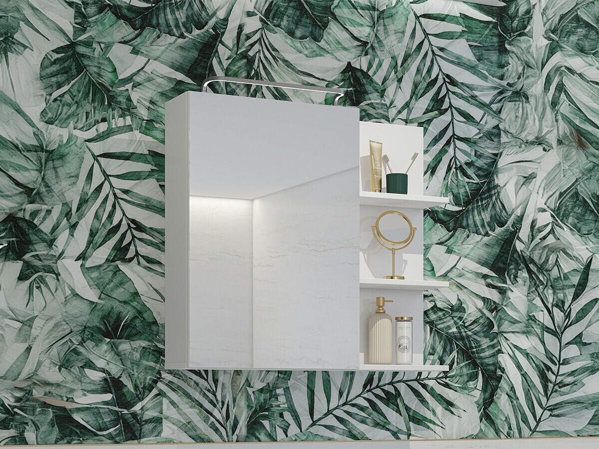Ντουλάπι μπάνιου με καθρέφτη Tecavu 102 (Γυαλιστερό λευκό + Άσπρο)