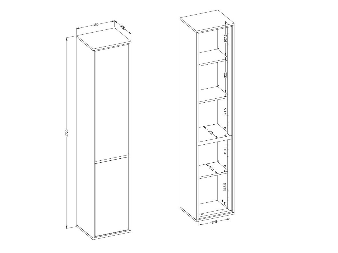 Όρθιο ντουλάπι μπάνιου Tecavu 101 (Γυαλιστερό λευκό + Άσπρο)
