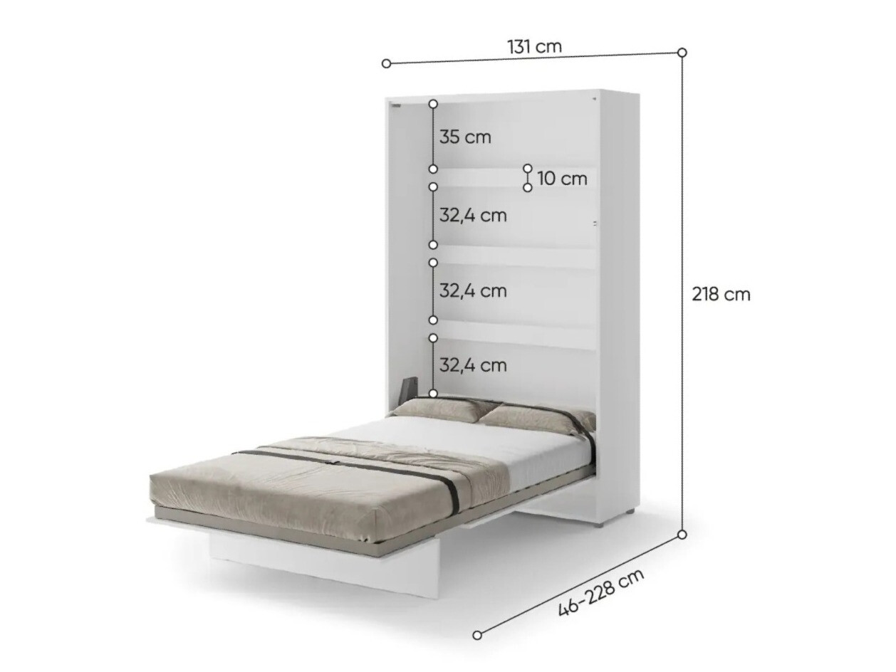 Wall bed Concept Lenart (White + Glossy white)