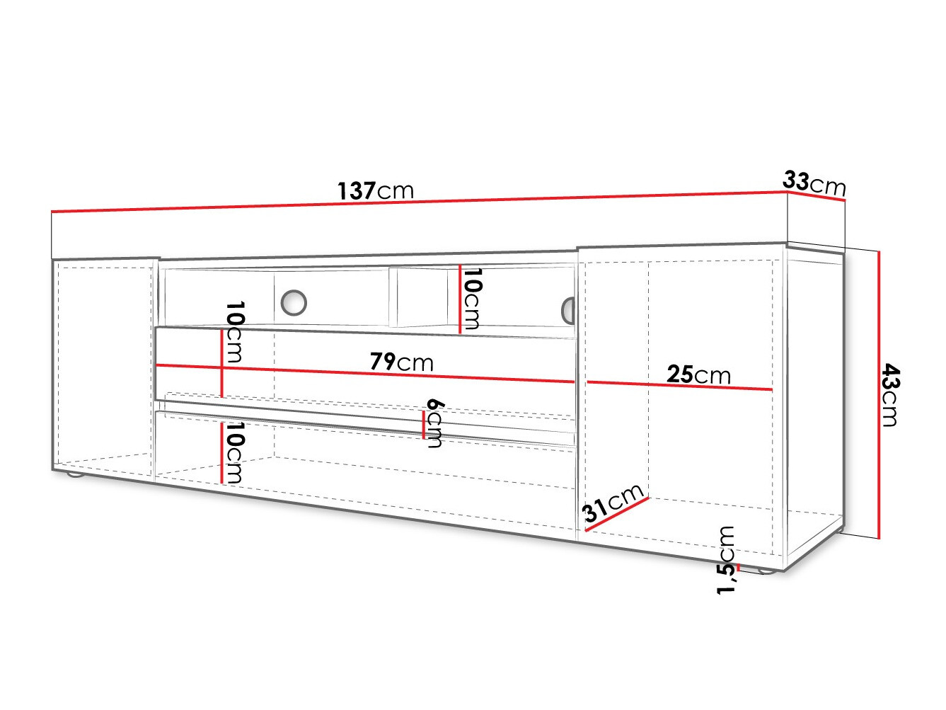 Έπιπλο τηλεόρασης Ager (Άσπρο + Γυαλιστερό λευκό)