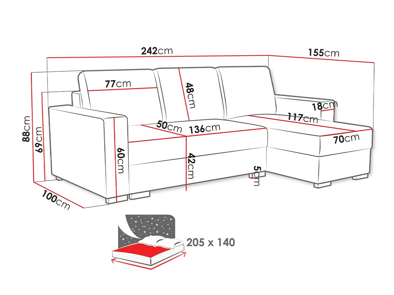 Γωνιακός Καναπές Columbus 187 (Neve 16)