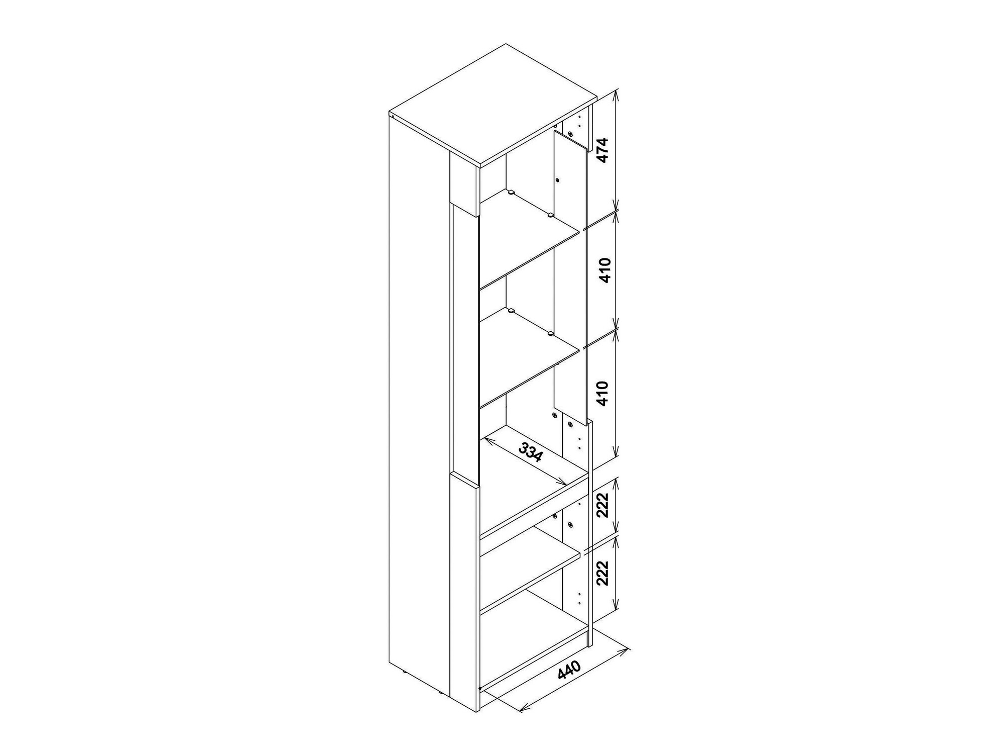 Bookcase Catelbi 121 (White + Oak)