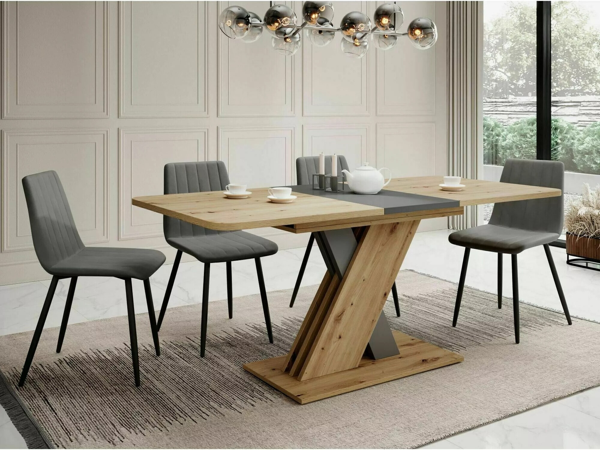 Table Detroit 568 (Artisan oak + Anthracite)