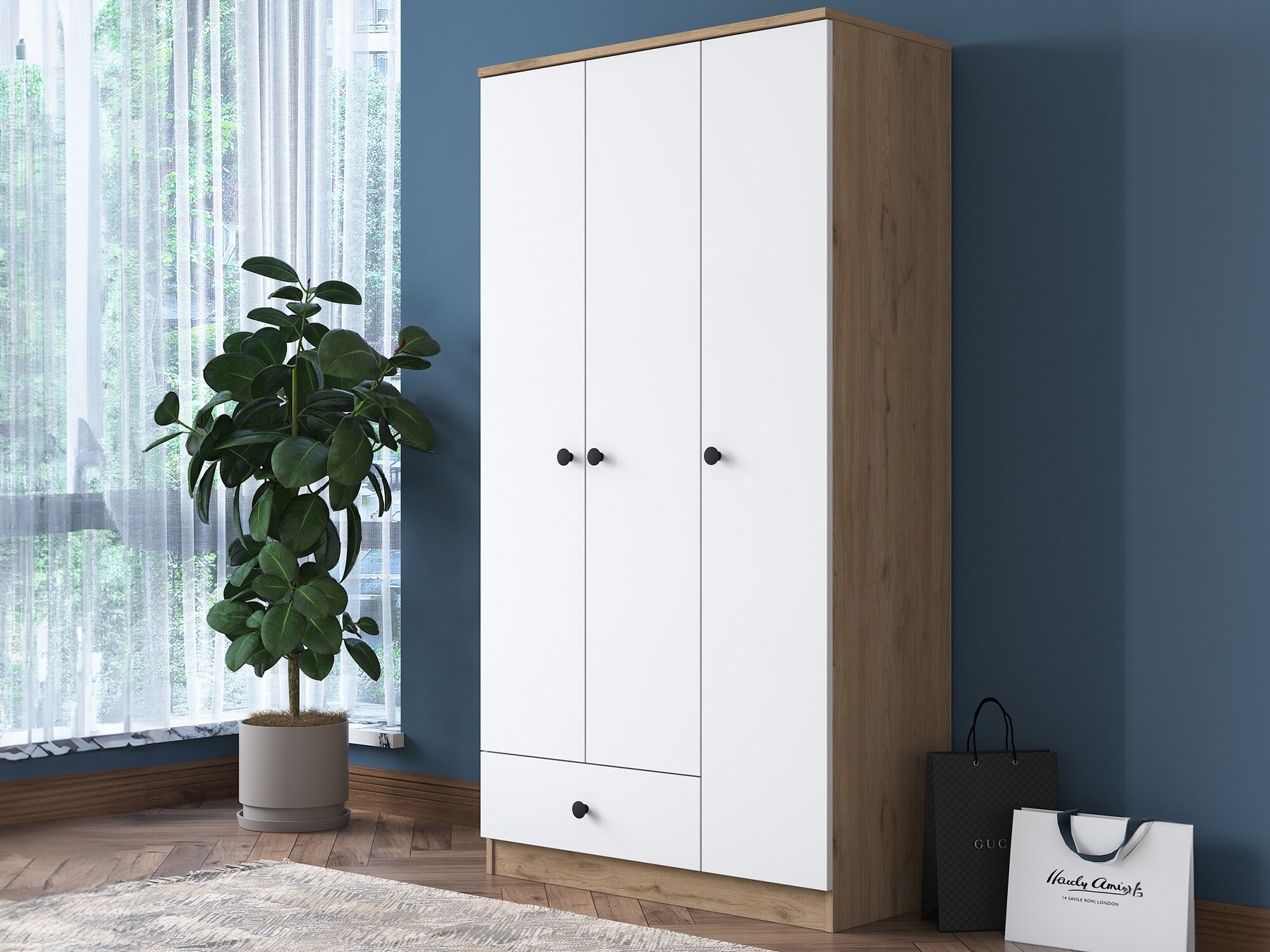 Wardrobe Kailua 661 (White + Walnut)
