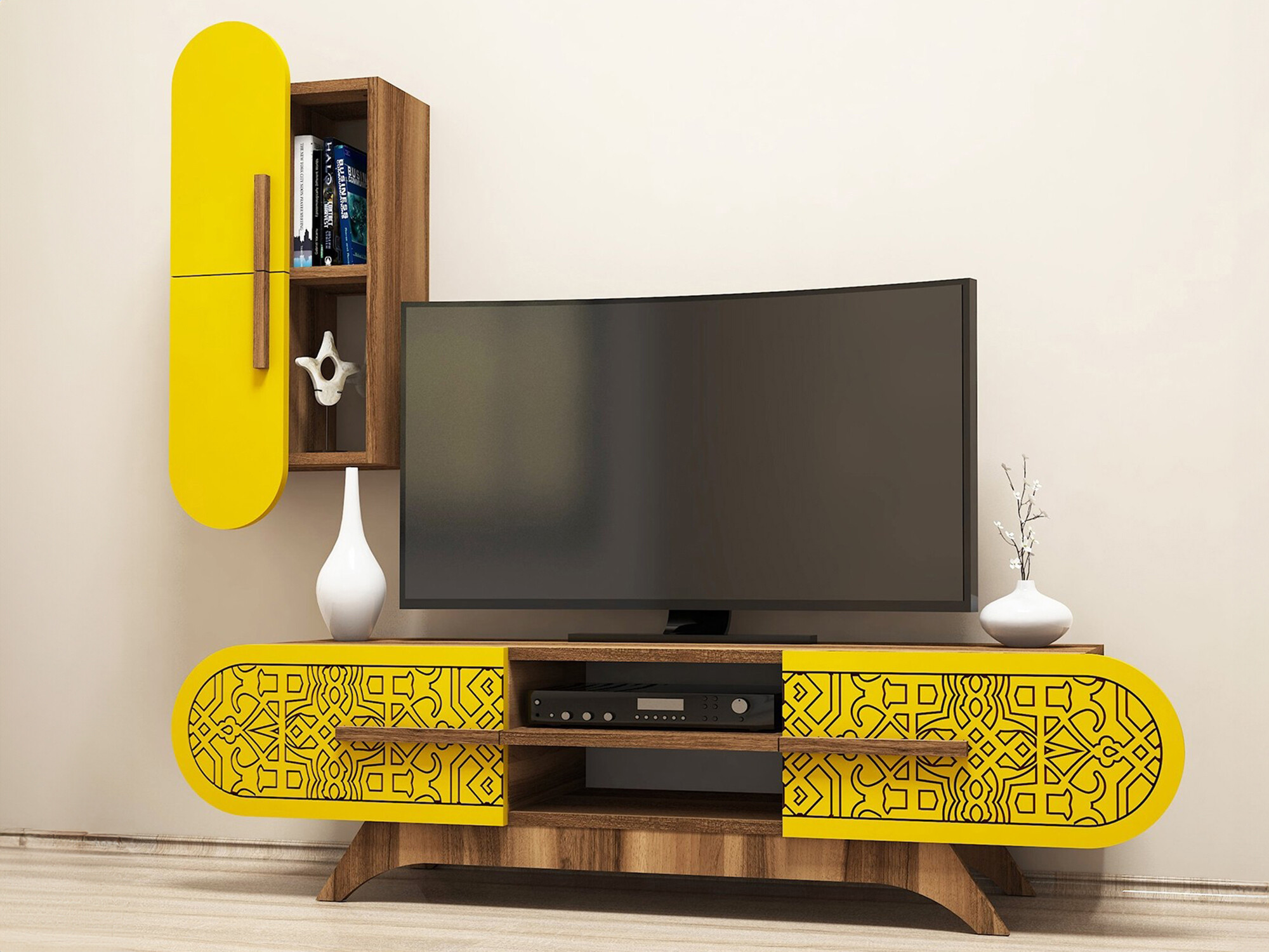 Living room set Kailua 1574 (Nut + Yellow)