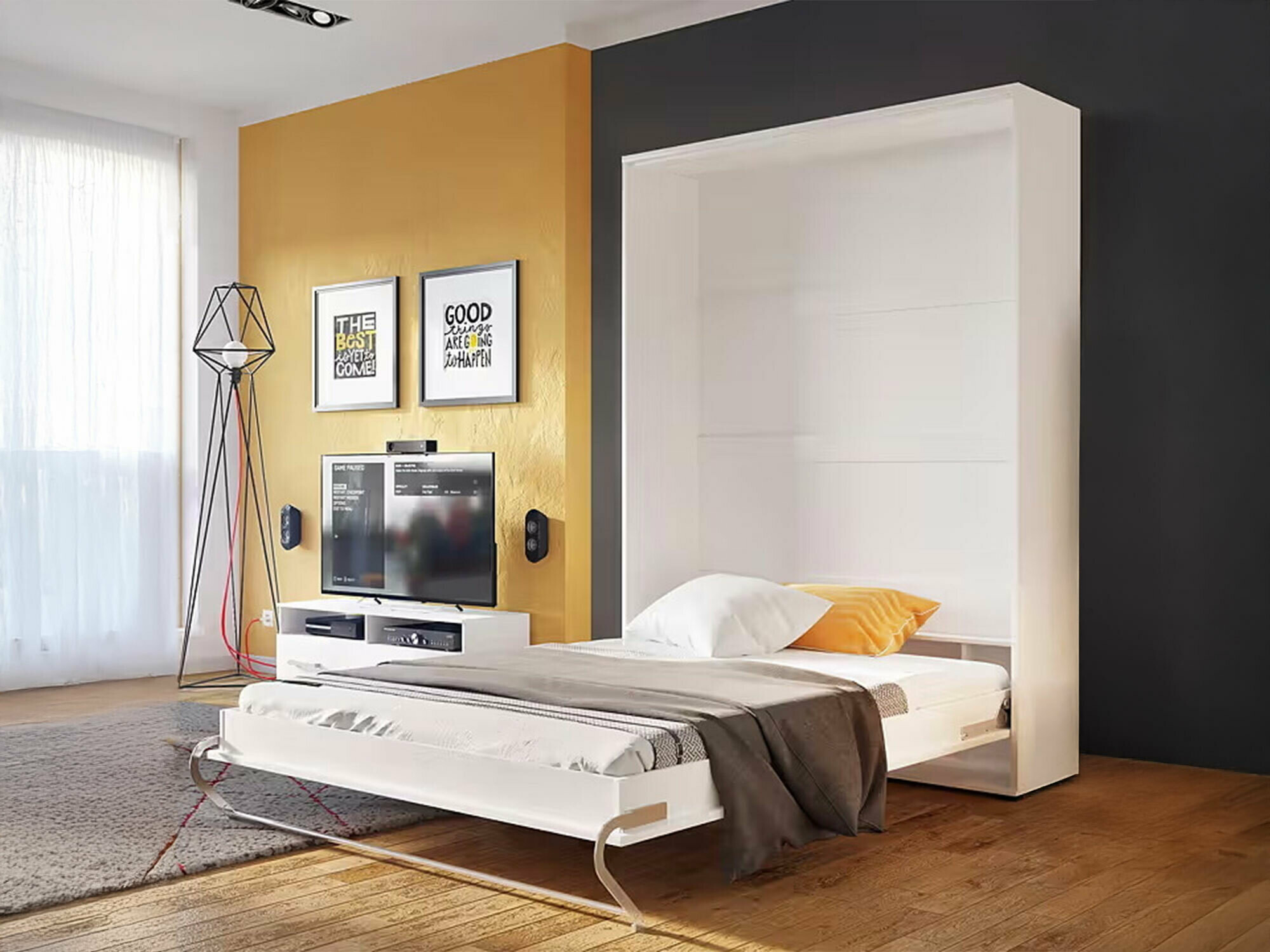 Wall bed Concept Pro Lenart III (White + Glossy white)