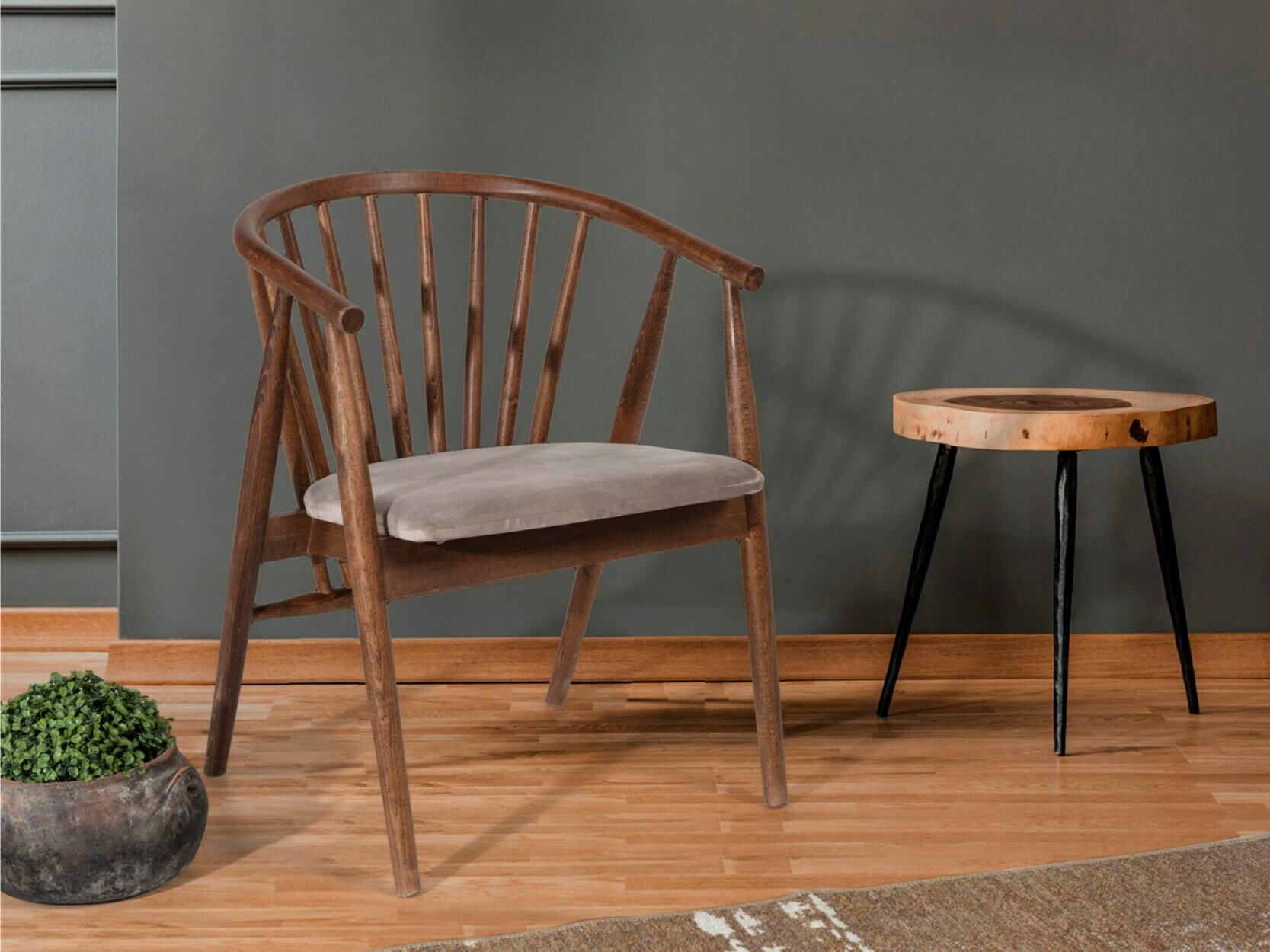 Καρέκλα Kailua 2258 (Μπεζ + Καρυδί)