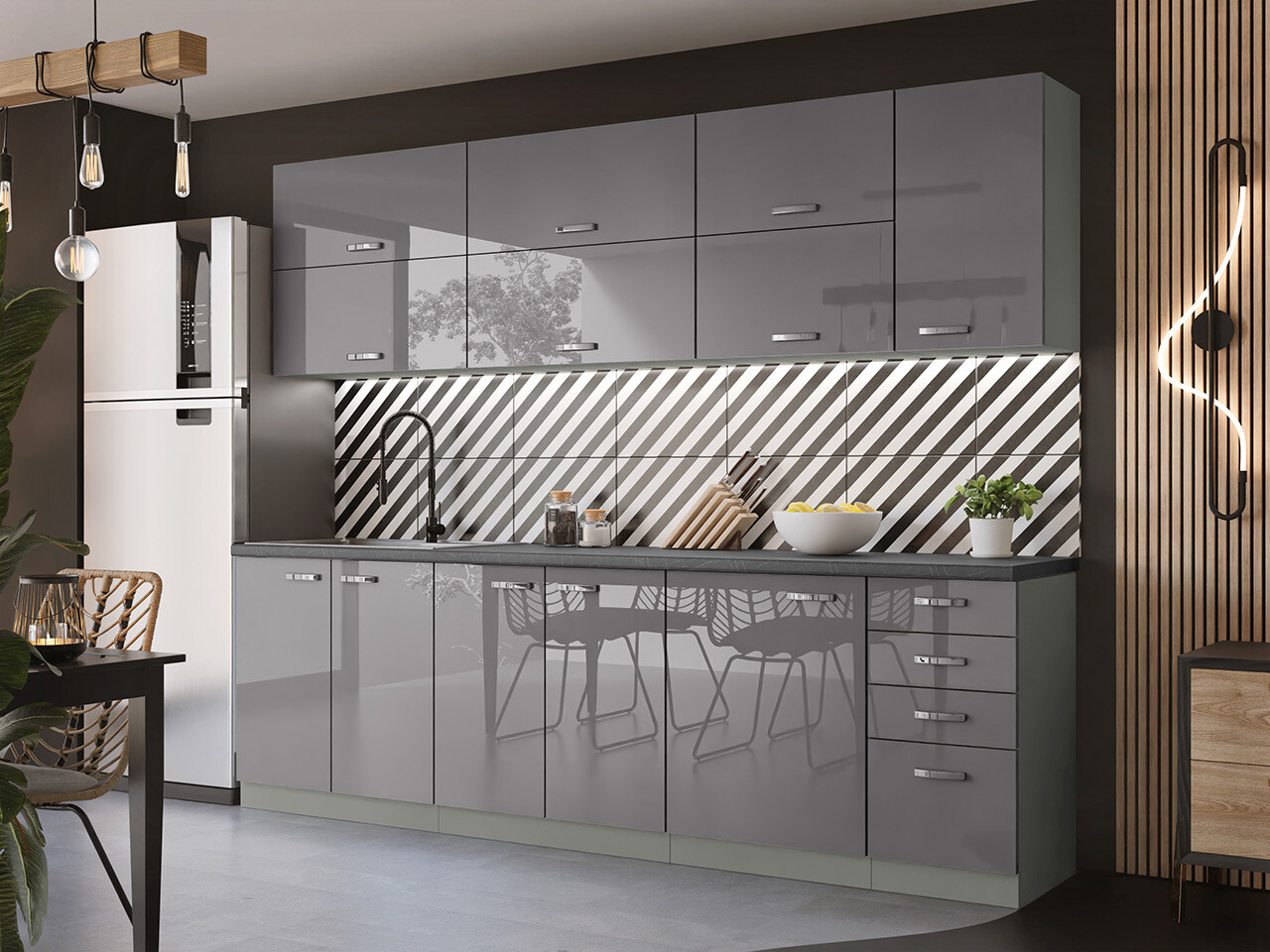 Modular kitchen set Multi Grey 123
