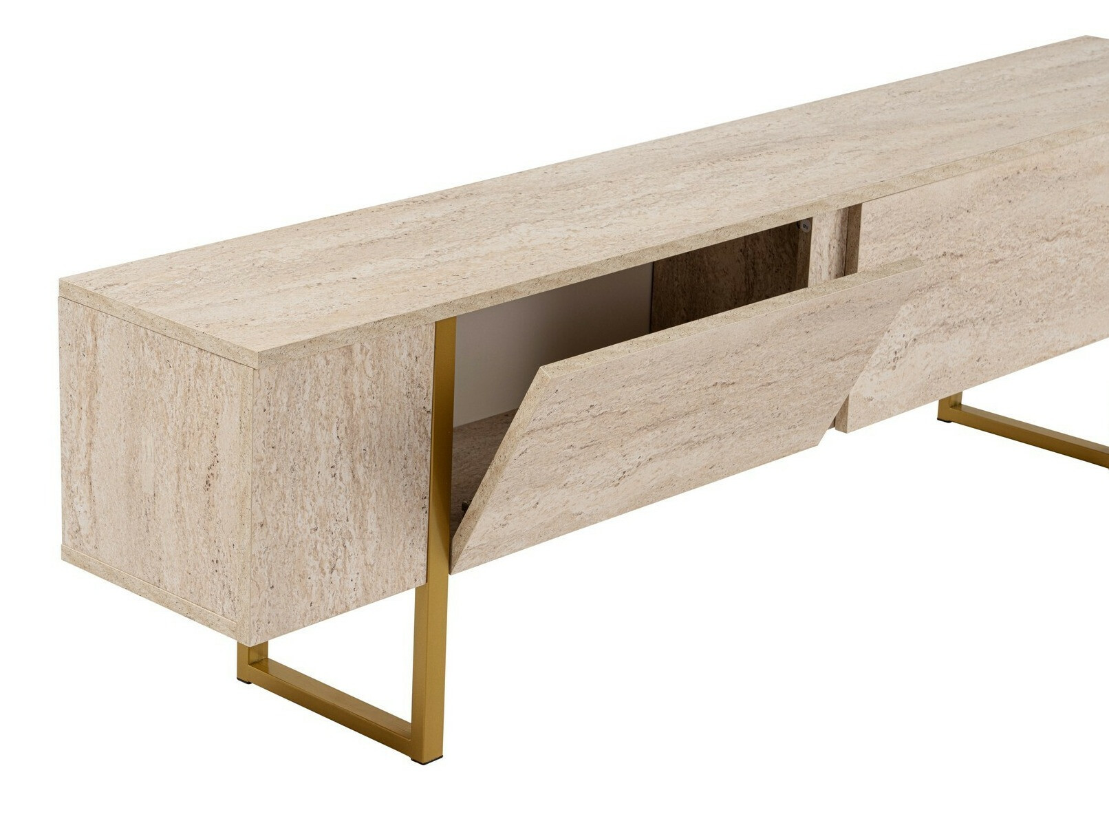 TV stand Novato 105 (Light Travertine + Golden)