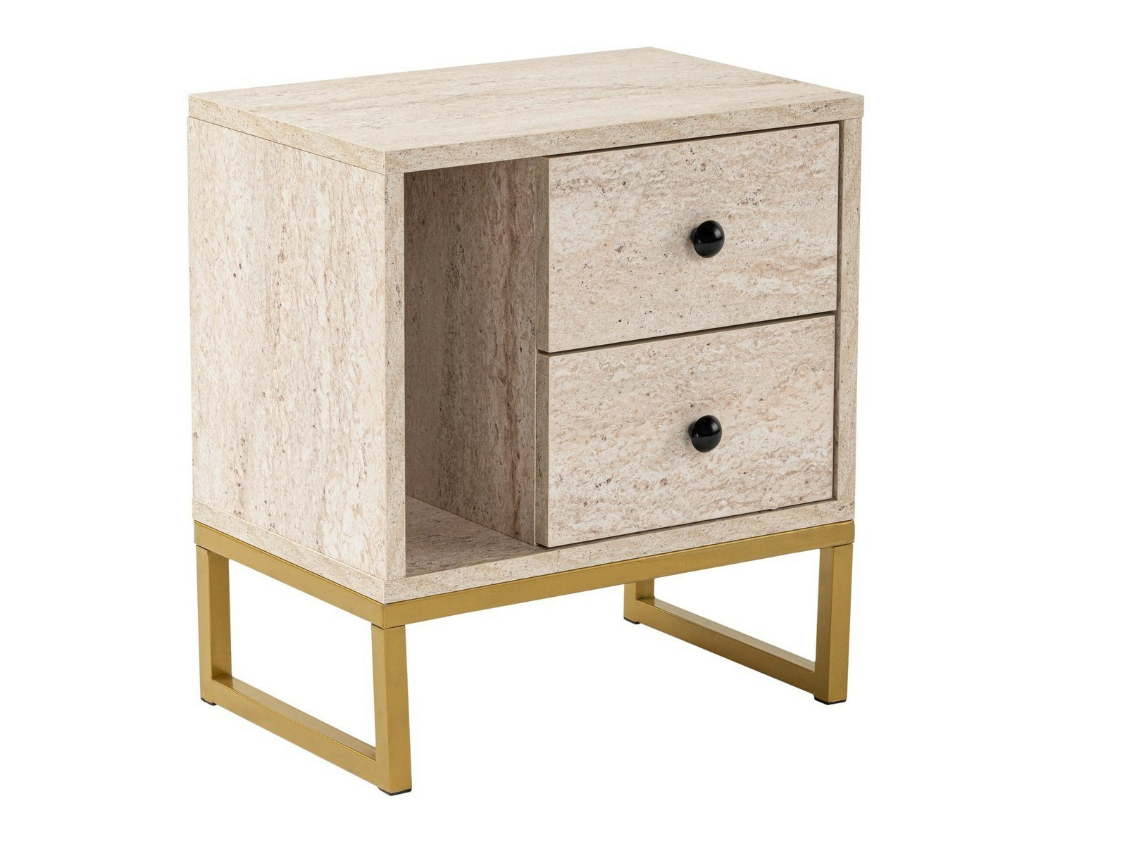 Bedside table Novato 109 (Light Travertine + Golden)