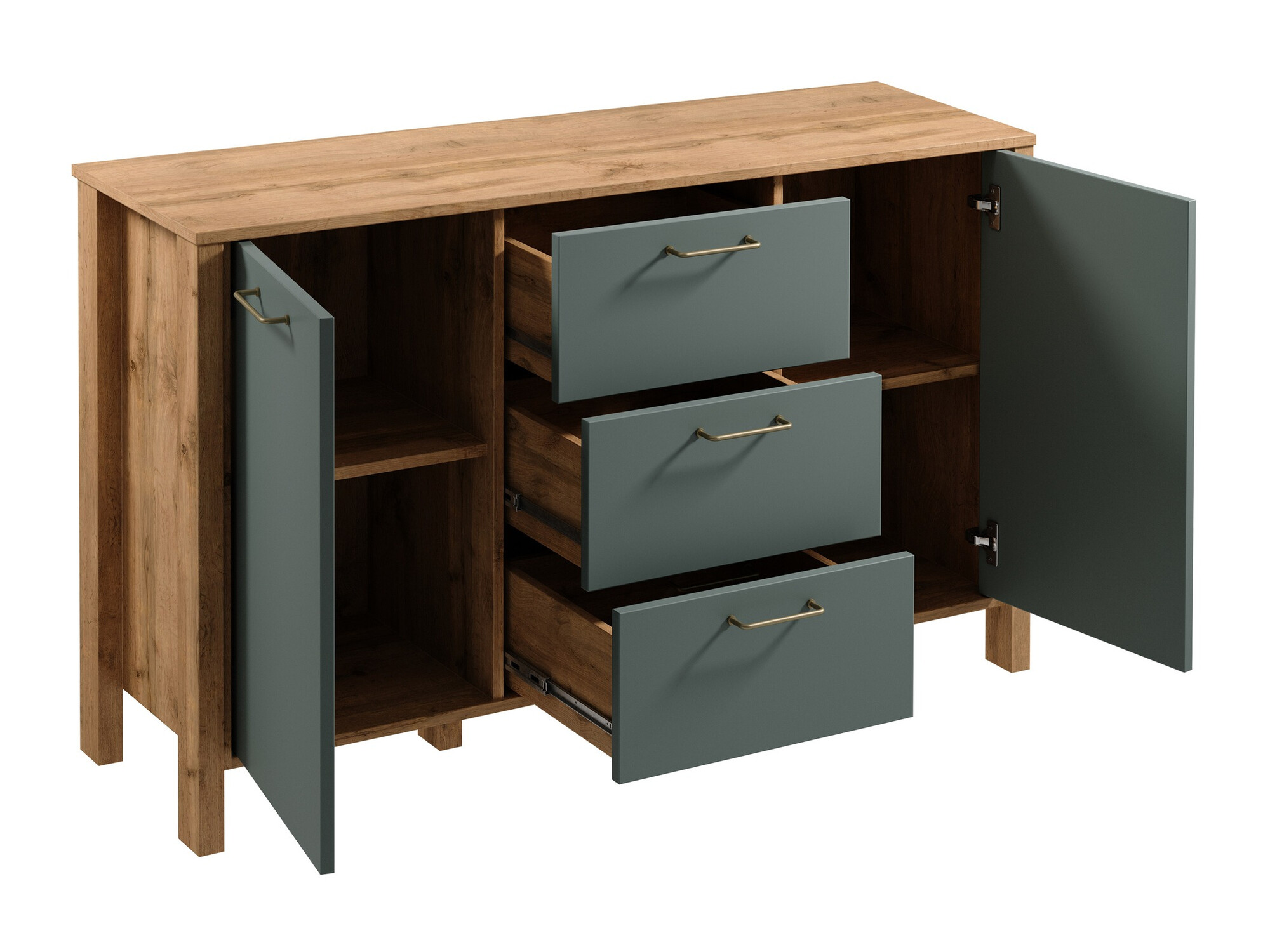 Chest of drawers Venmelu 101 (Wotan Oak + Green)