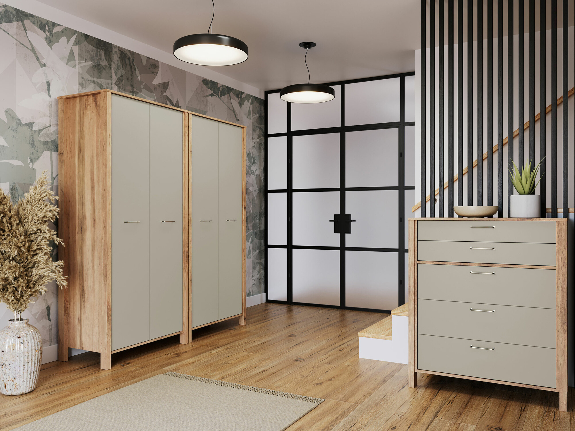 Chest of drawers Venmelu 103 (Wotan Oak + Beige)