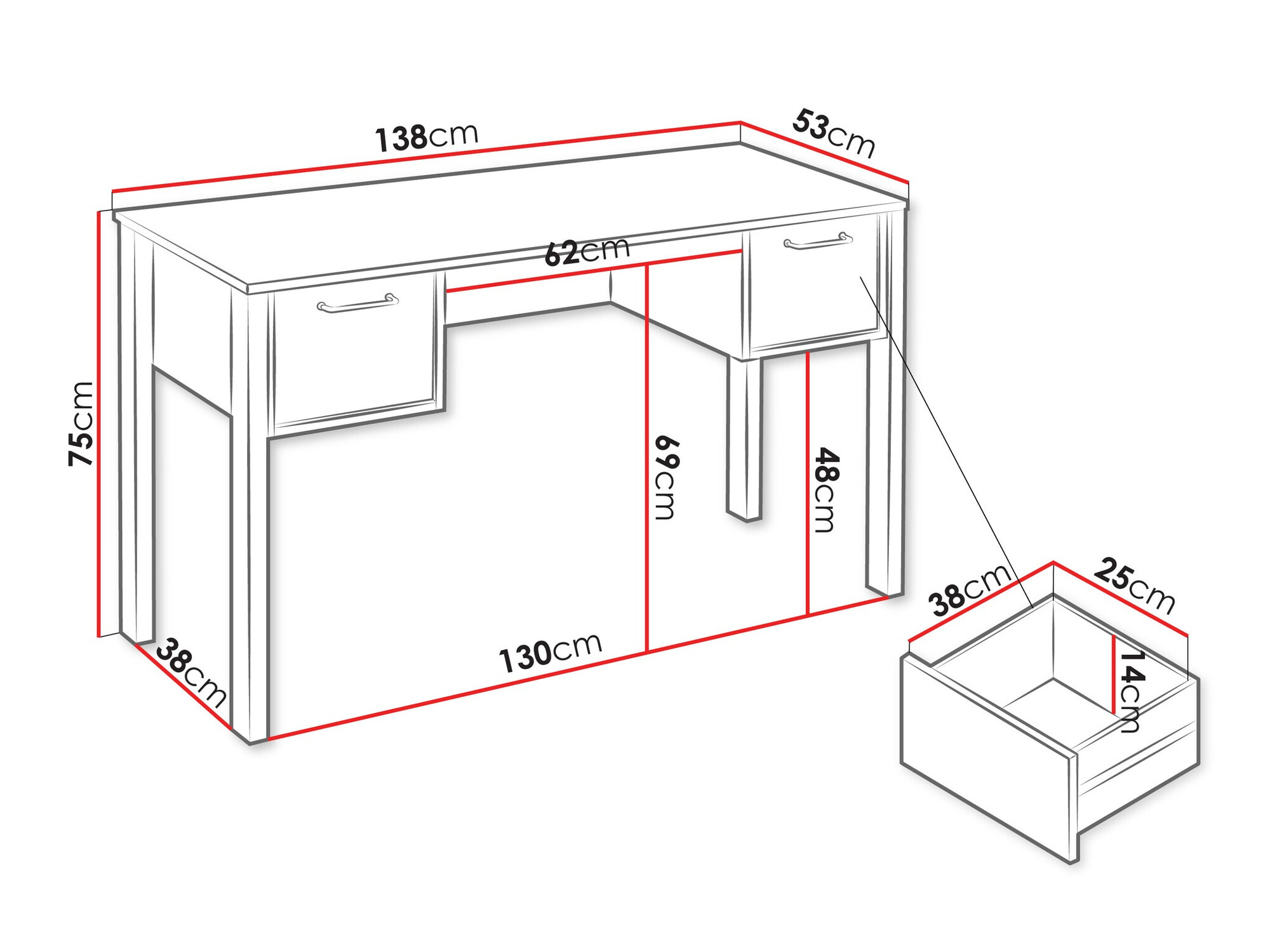 Desk Venmelu 100 (Wotan Oak + Beige)