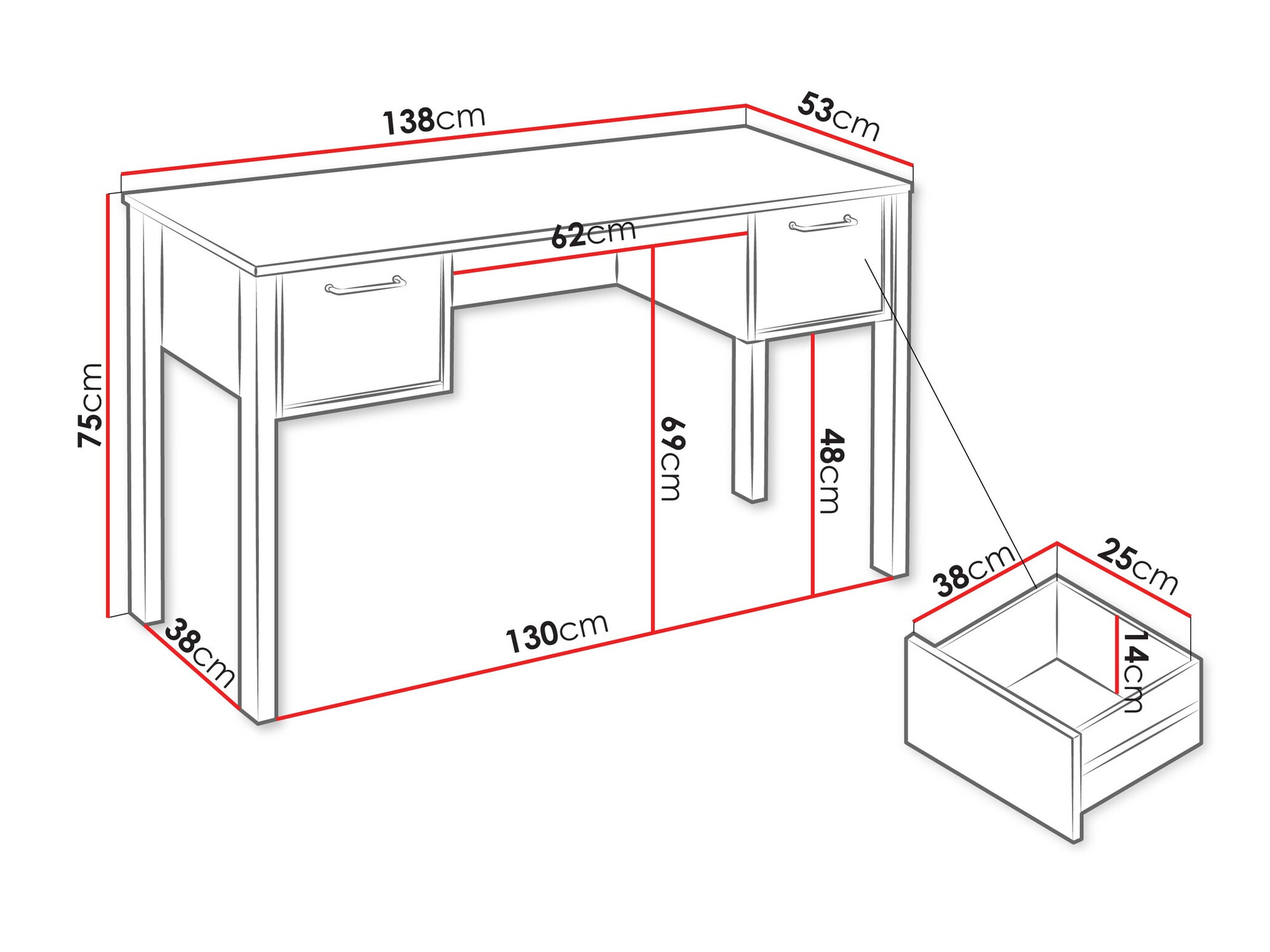 Desk Venmelu 100 (Wotan Oak + Green)