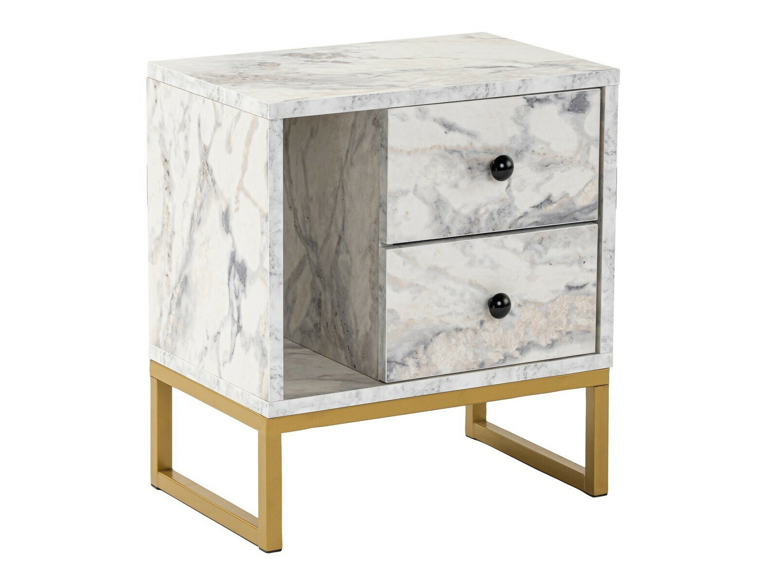 Κομοδίνο Novato 109 (Λευκό μάρμαρο + Χρυσό)