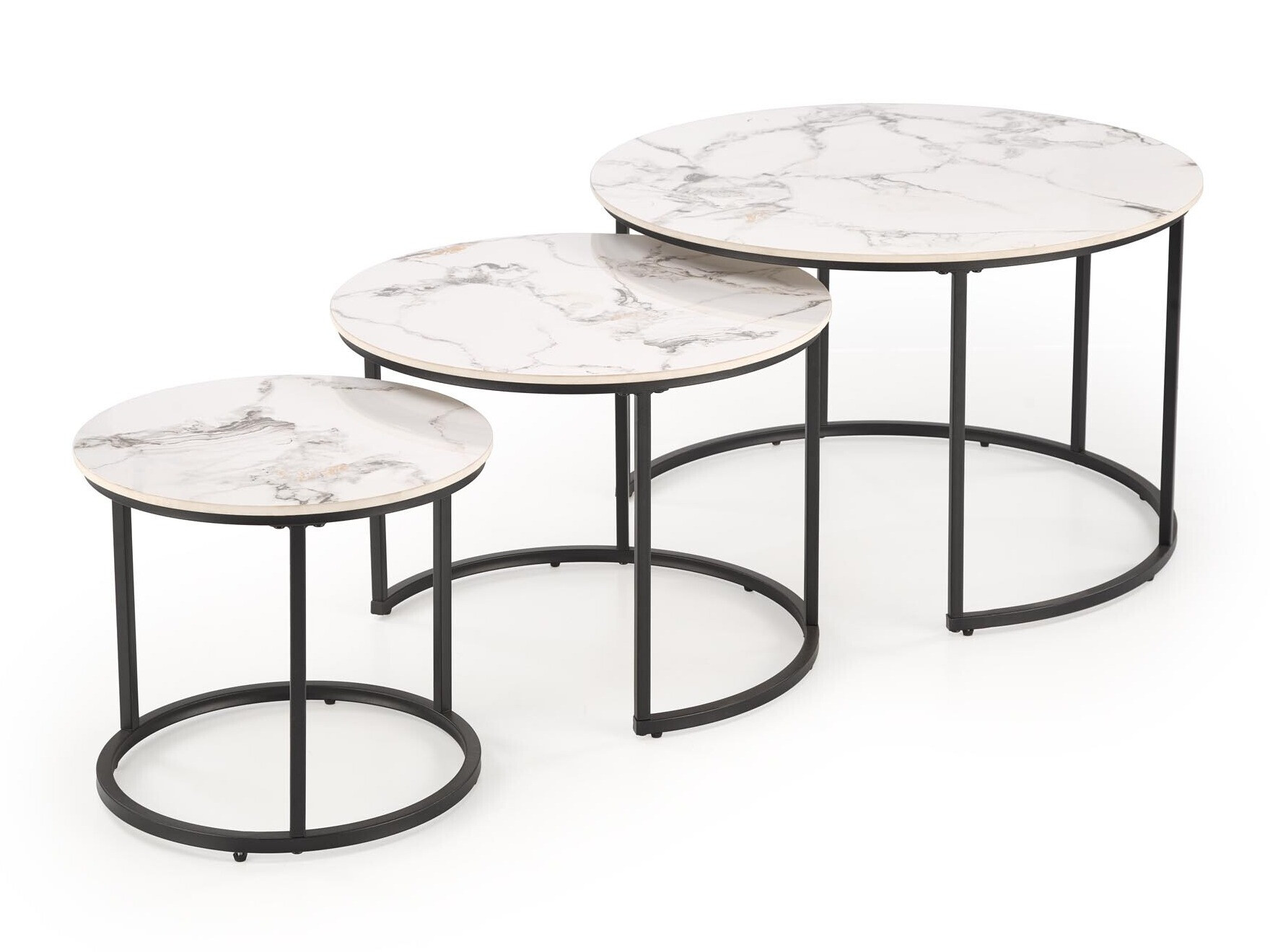 Nest of coffee tables Houston 1884 (Black + White marble)