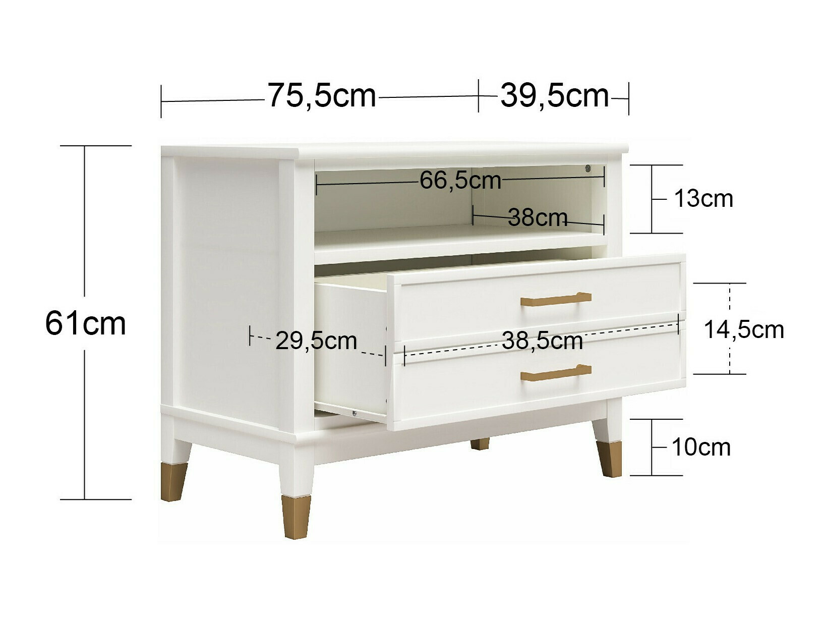 Κομοδίνο CosmoLiving by Cosmopolitan Belromu 107 (Άσπρο)