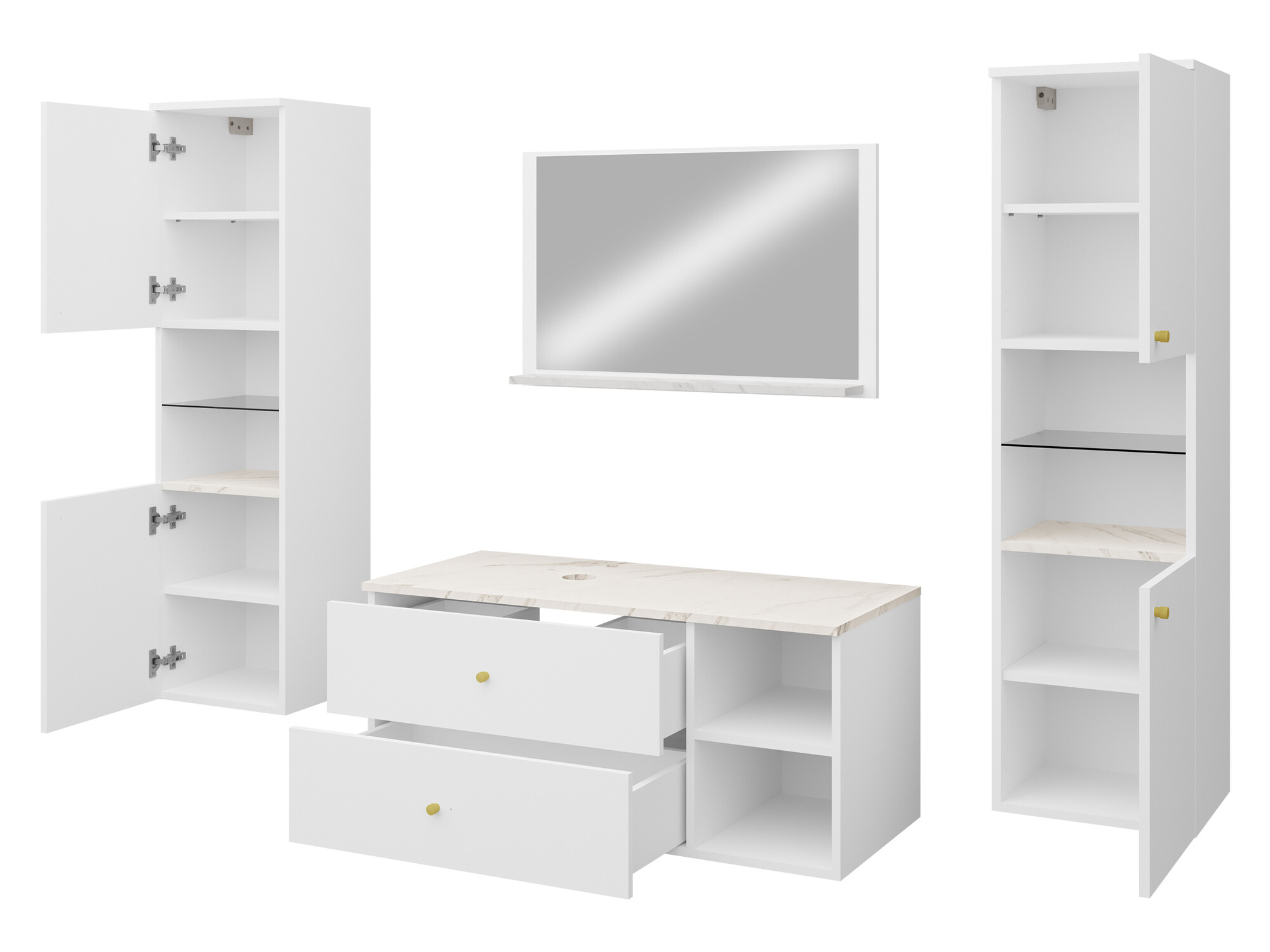 Σετ μπάνιου Salus III (Καρυδί + Λευκό μάρμαρο)