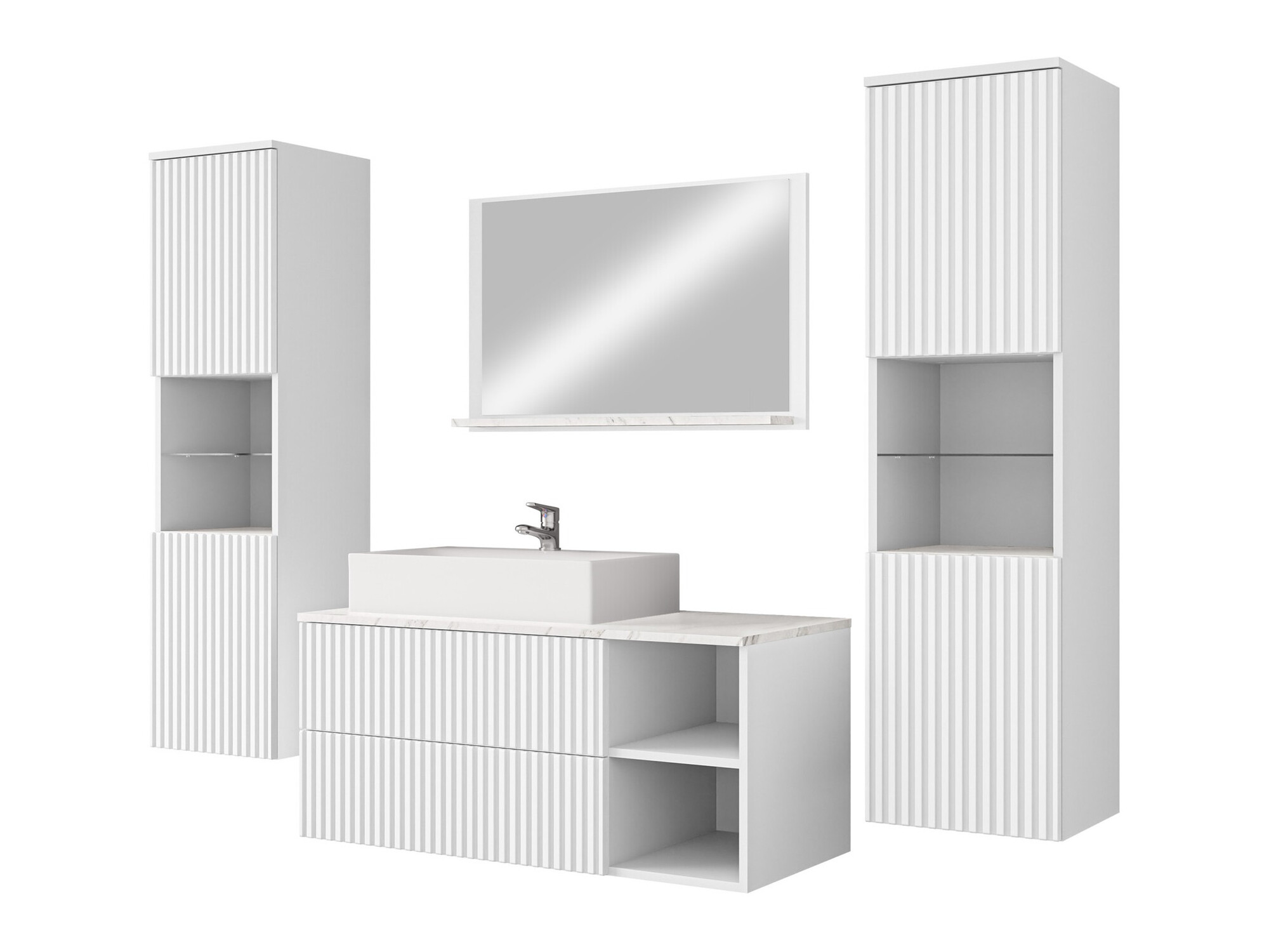 Bathroom set Nauta II (White + White marble)
