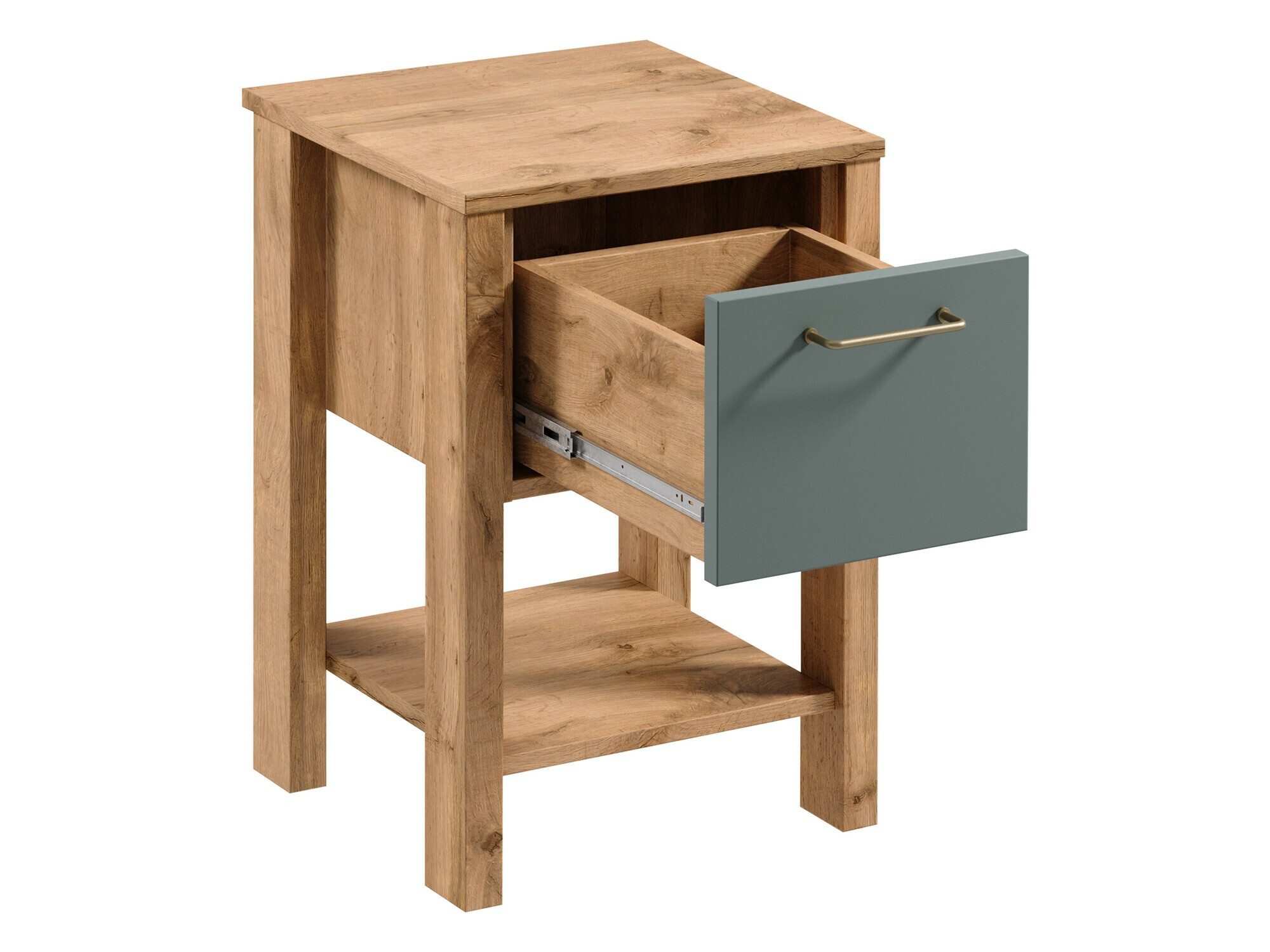 Bedside table Venmelu 114 (Wotan Oak + Green)