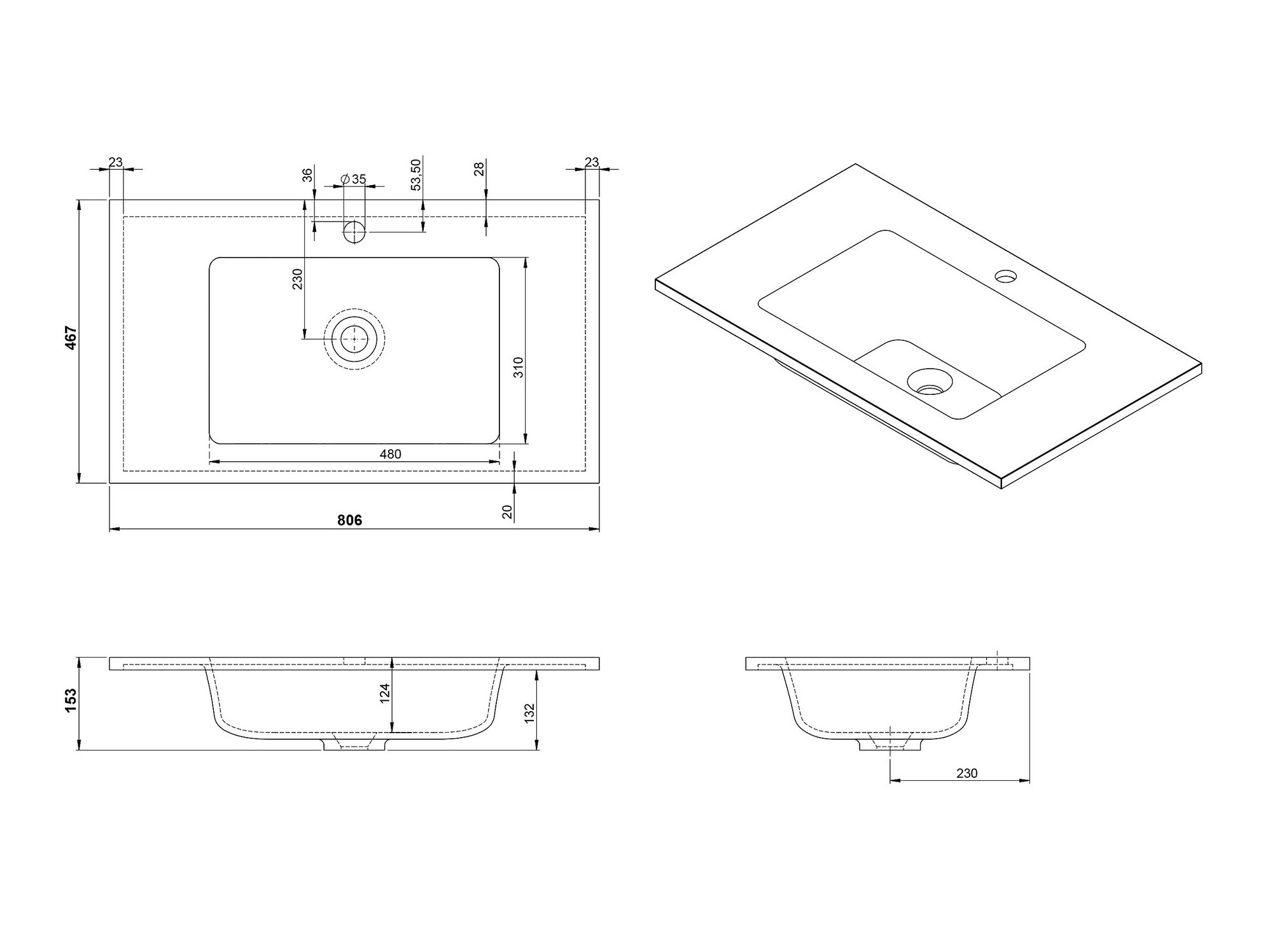 Επιτοίχιο ντουλάπι μπάνιου με υποδοχή νιπτήρα Temeli 108 (Γραφίτης + Μαύρο)