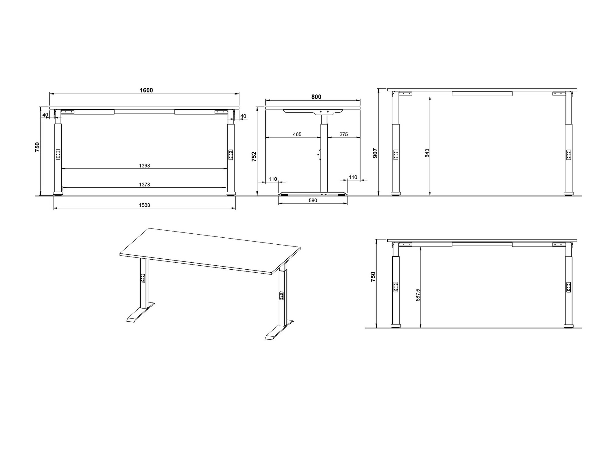 Γραφείο Vesbeno 110 (Κασμίρι + Μαύρο)