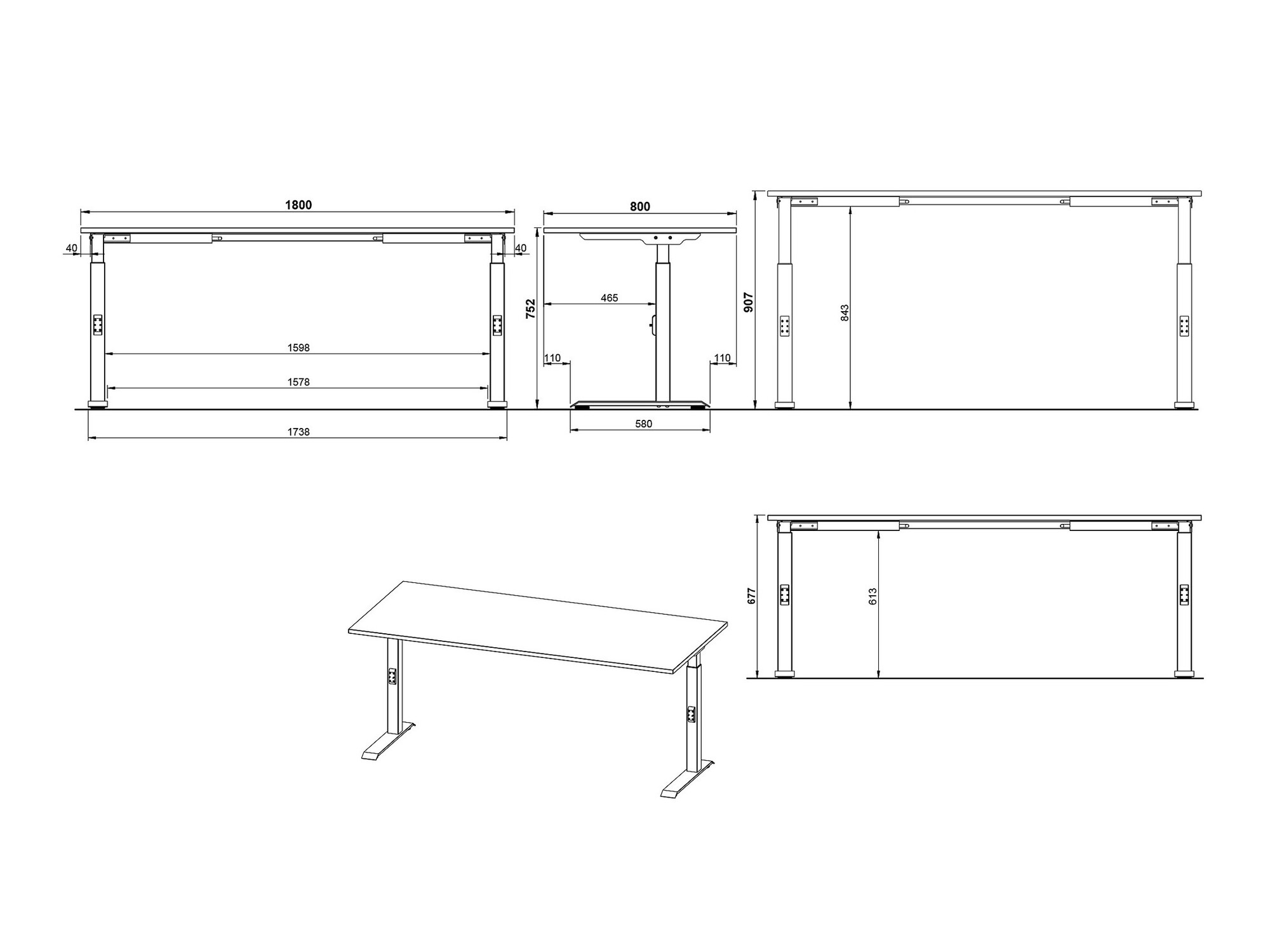 Γραφείο Vesbeno 111 (Γραφίτης + Μαύρο)