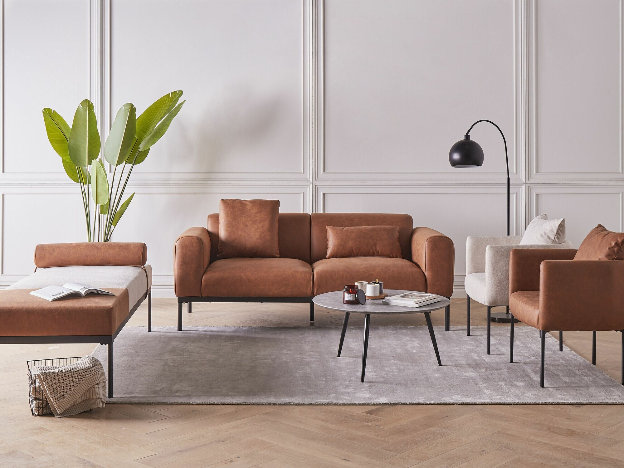 Chaise longue Berwyn 2204 (Beige + Brown)