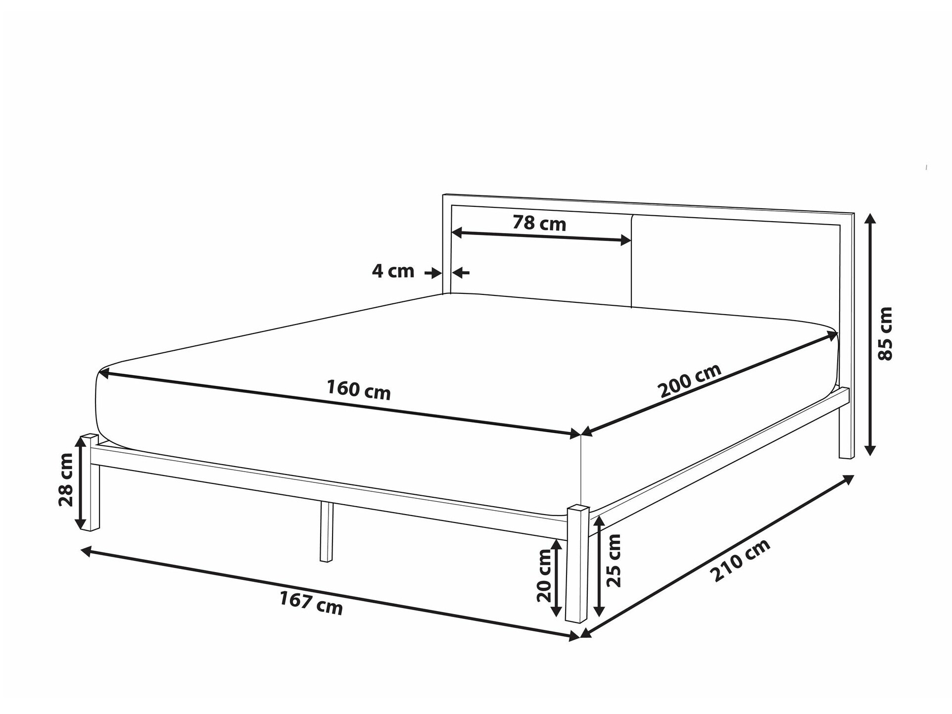 Κρεβάτι Berwyn 760 (Μαύρο + Γκρι)