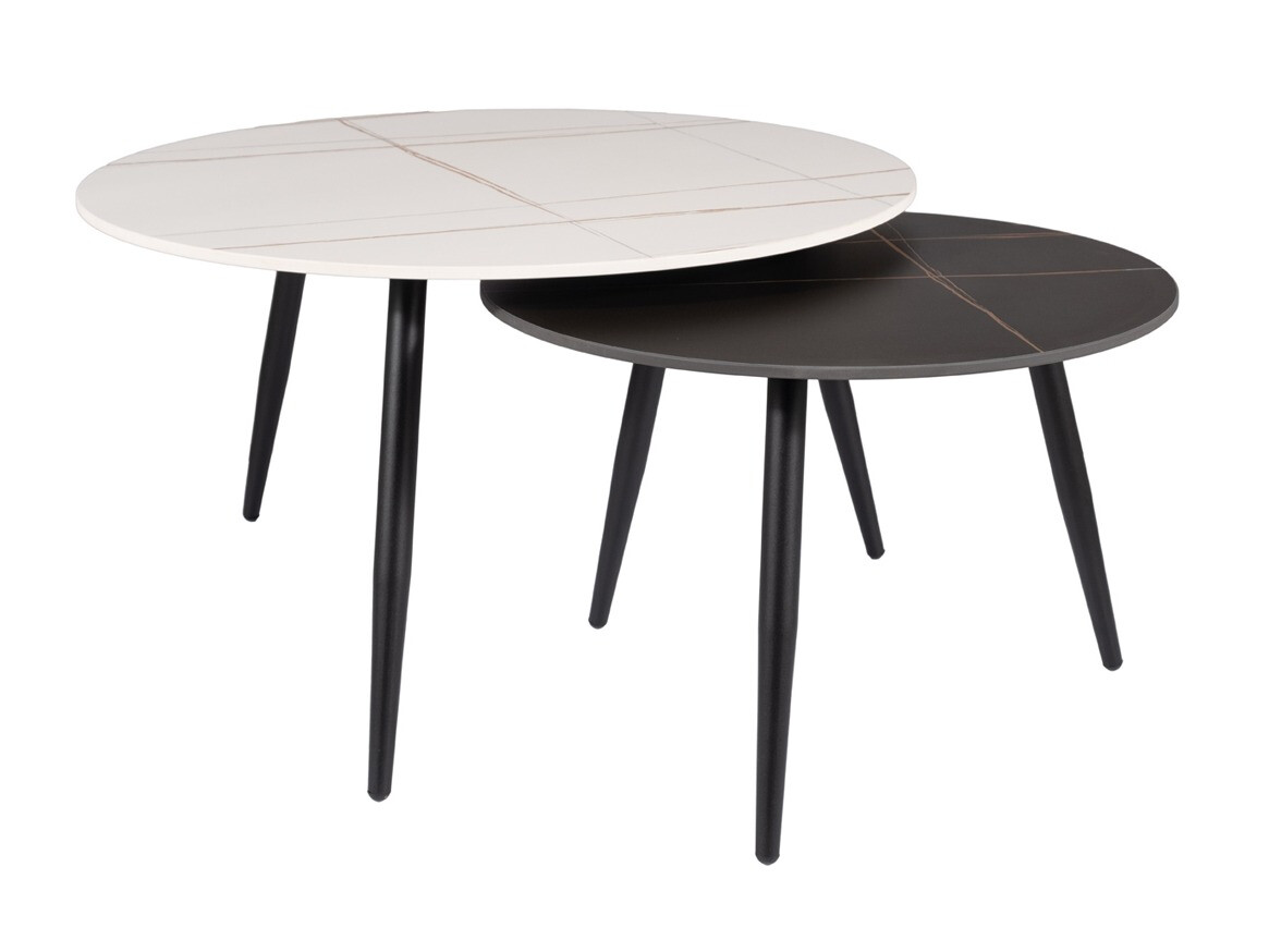 Nest of coffee tables Detroit 602 (White marble + Black marble)